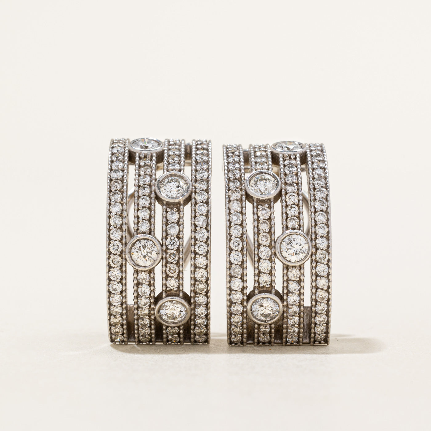 Diamond Half Hoop Earrings | 2.10ctw |