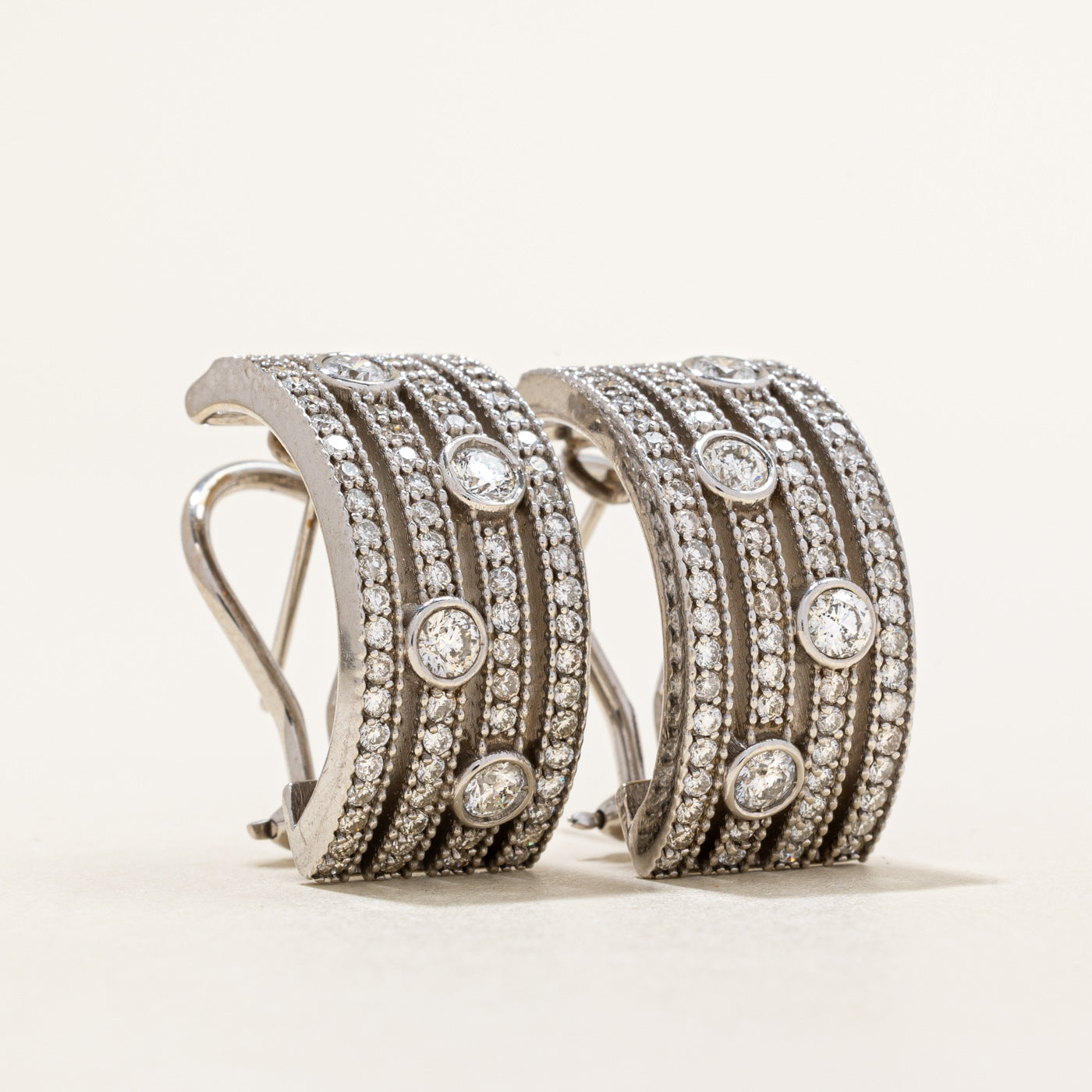 Diamond Half Hoop Earrings | 2.10ctw |