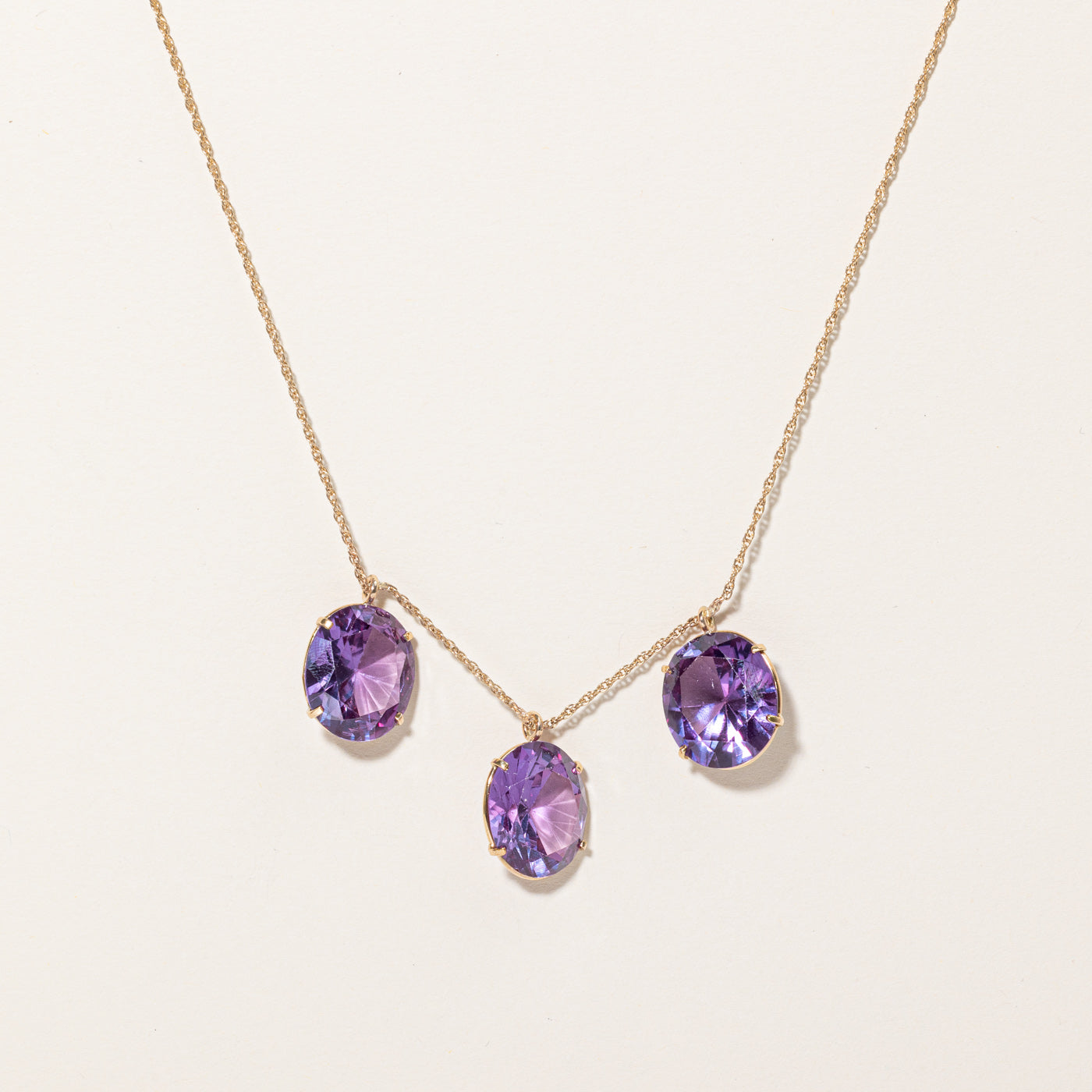 Synthetic Colour Change Sapphire Pendant Necklace | 52.00ctw | 16" |