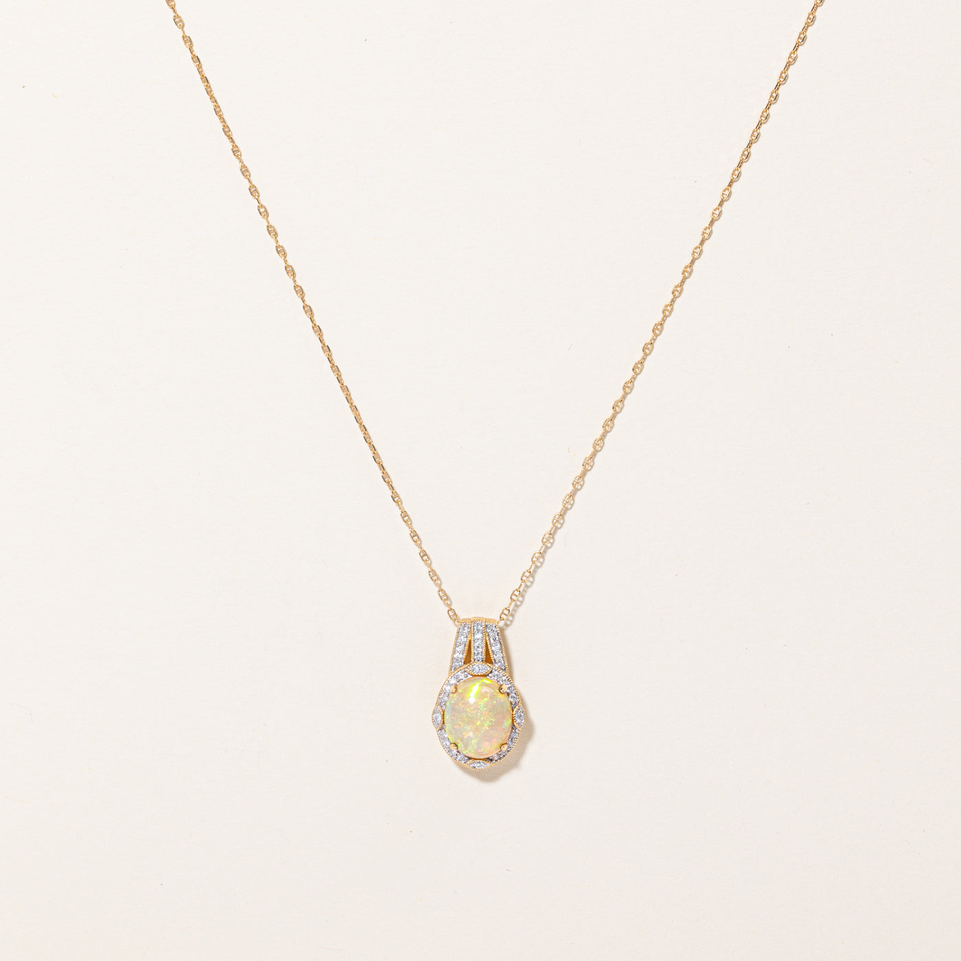 Opal & Diamond Pendant Necklace | 3.04ct, 0.32ctw | 20" |