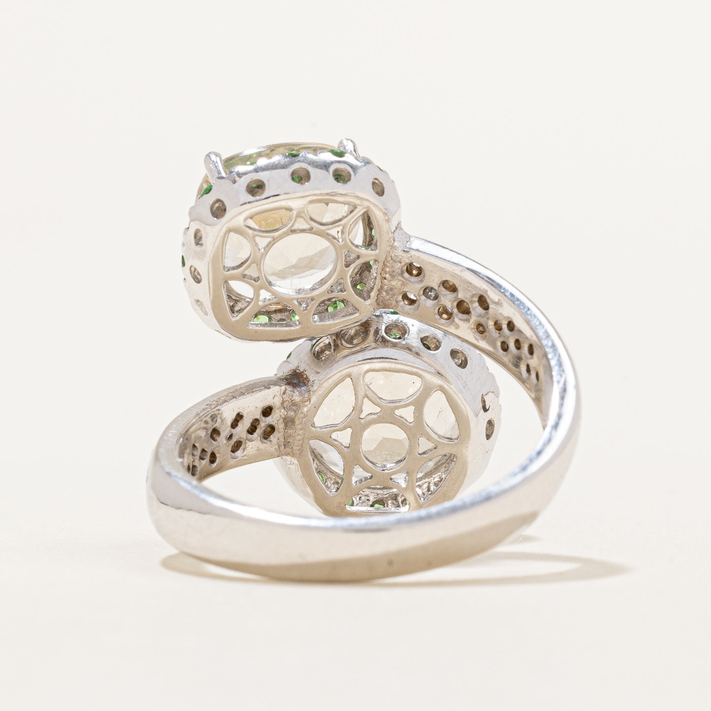 Quartz & Tsavorite Bypass Ring | 5.89ctw | SZ 8 |