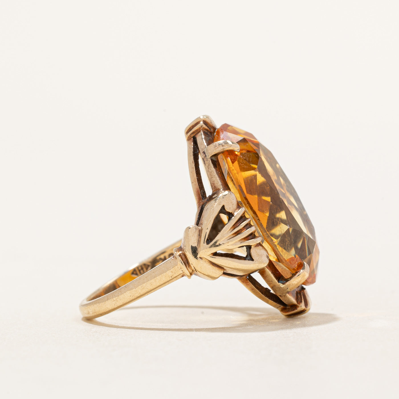 Synthetic Yellow Sapphire Cocktail Ring | 5.20ct | SZ 6.25 |