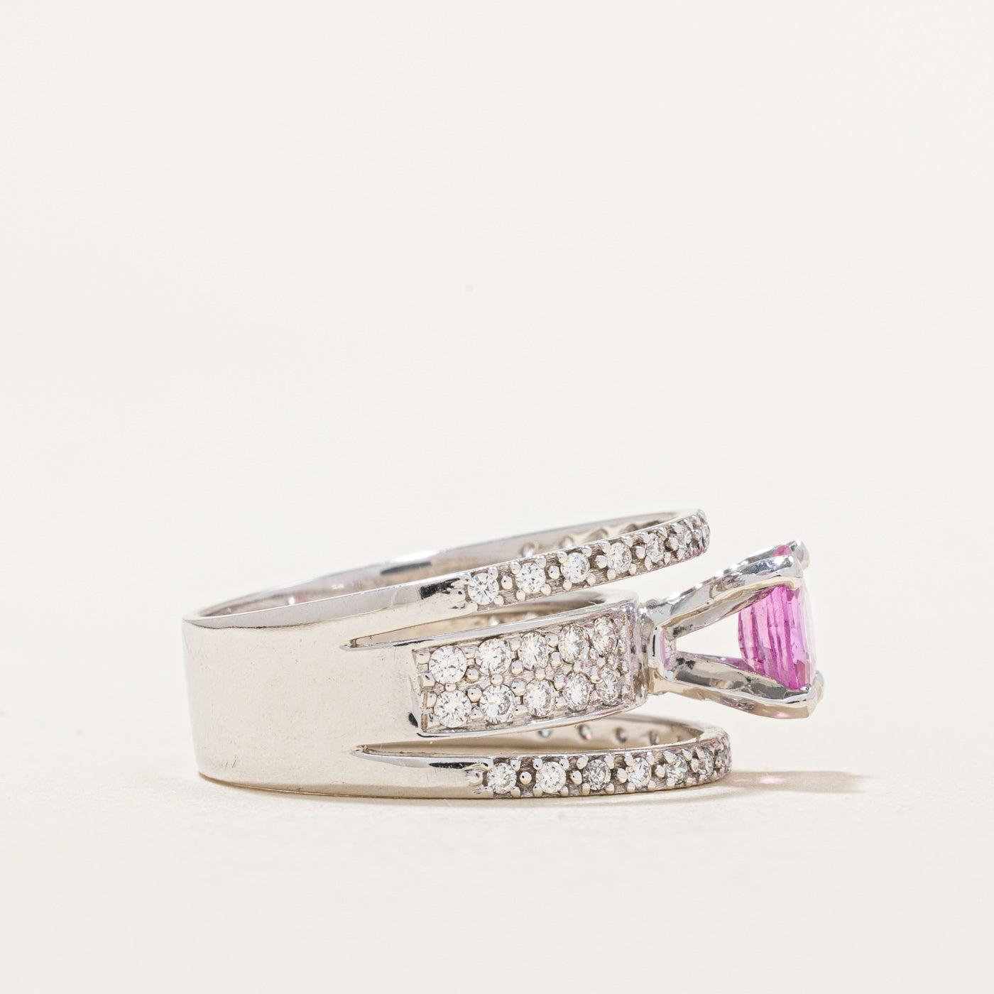 Pink Sapphire & Diamond Cocktail Ring | 0.73ct, 0.43ctw | SZ 5 |