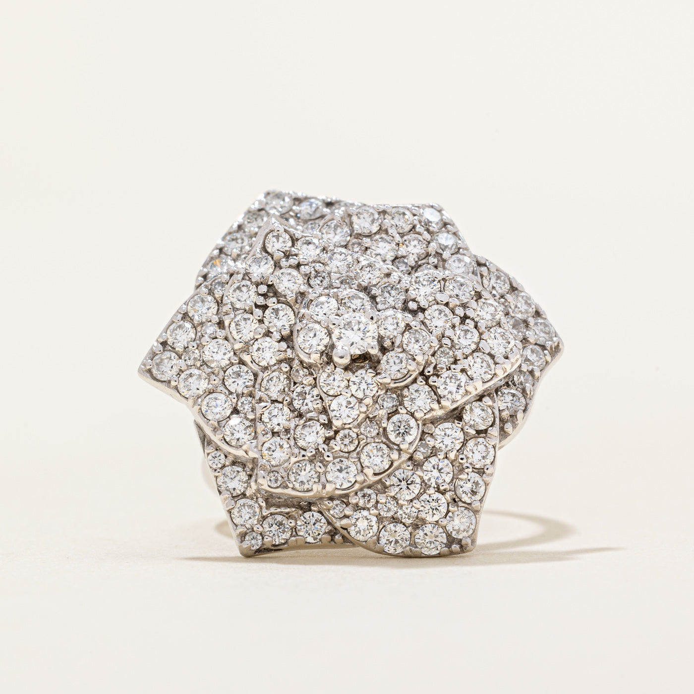 Pave Set Diamond Flower Ring | 2.10ctw | SZ 5.25 |