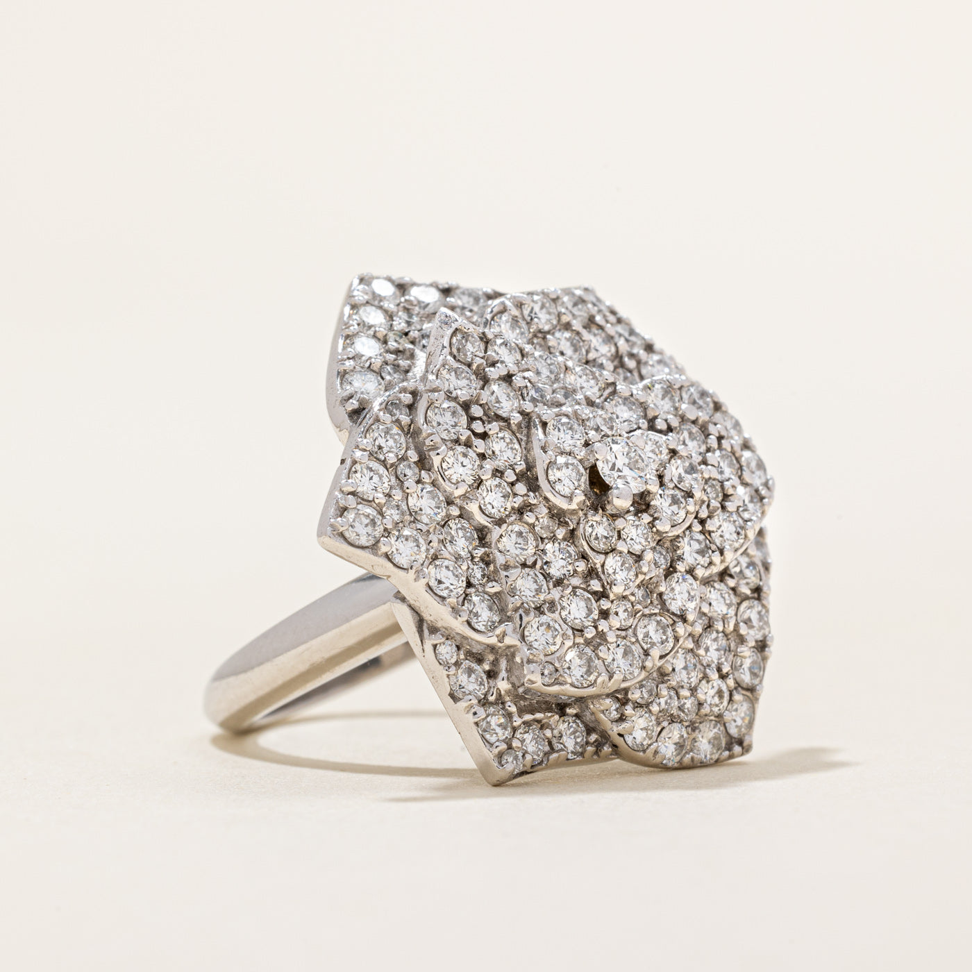 Pave Set Diamond Flower Ring | 2.10ctw | SZ 5.25 |