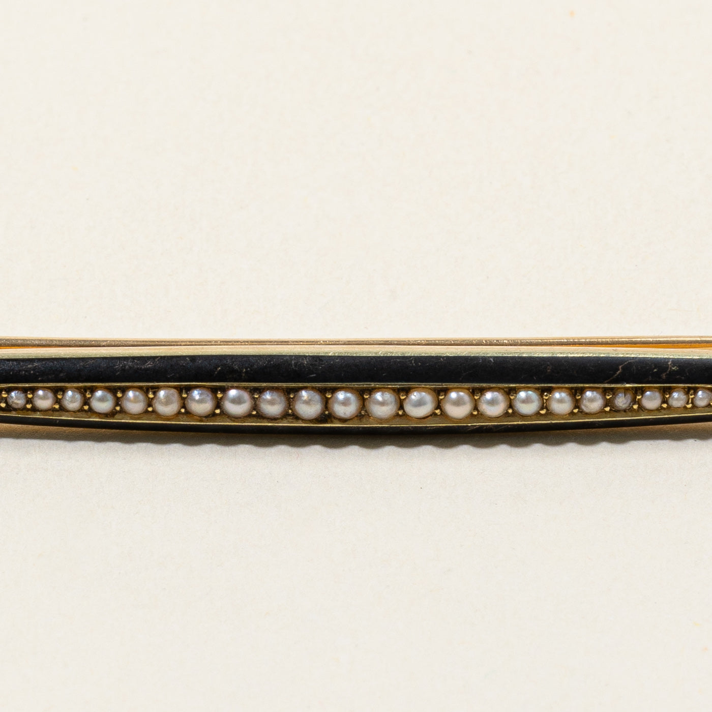 Seed Pearl & Black Enamel Lingerie Pin