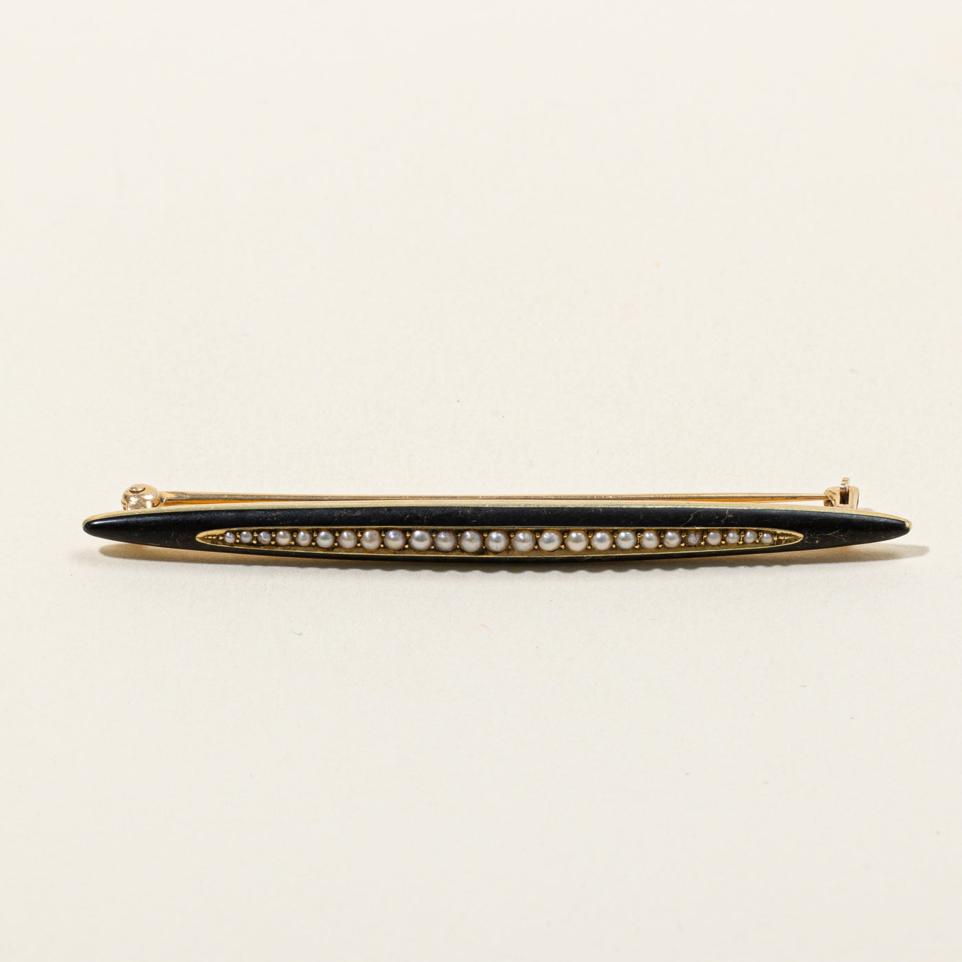 Seed Pearl & Black Enamel Lingerie Pin