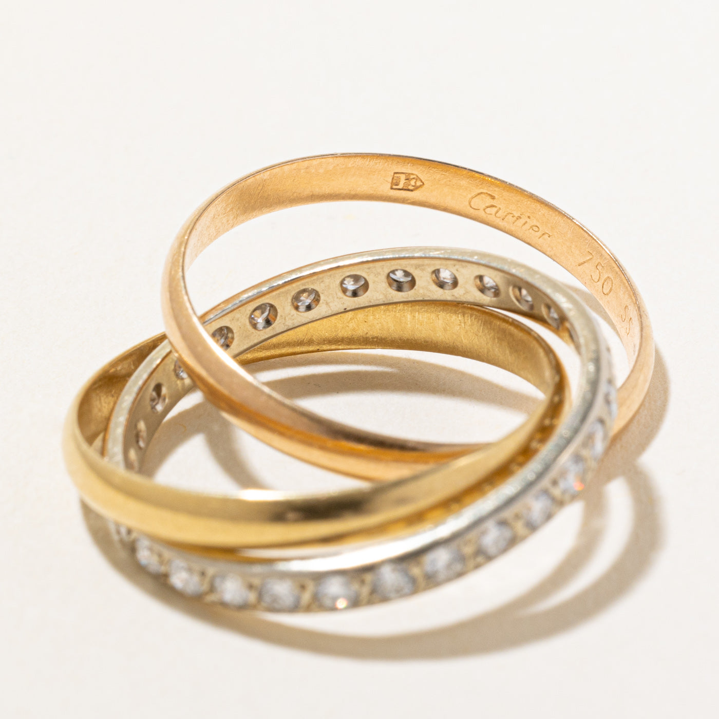 Bague Trinity Vintage Cartier en diamants | 0,50 ct | Taille 6,5 |