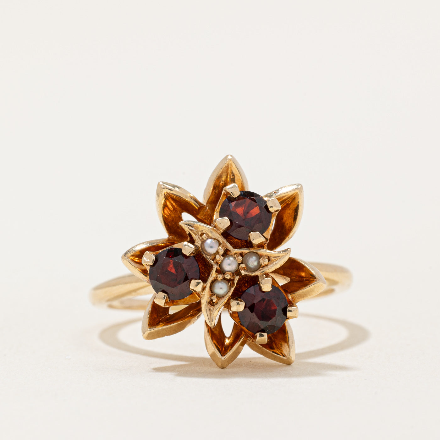 Birks' Garnet & Seed Pearl Cocktail Ring | 0.45ctw | SZ 7.5 |