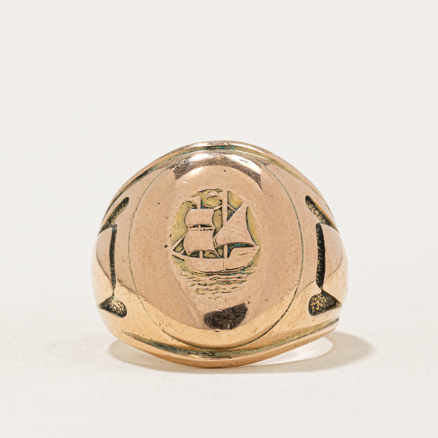 Birks' 10k Yellow Gold Ship Signet Ring | SZ 4.75 |