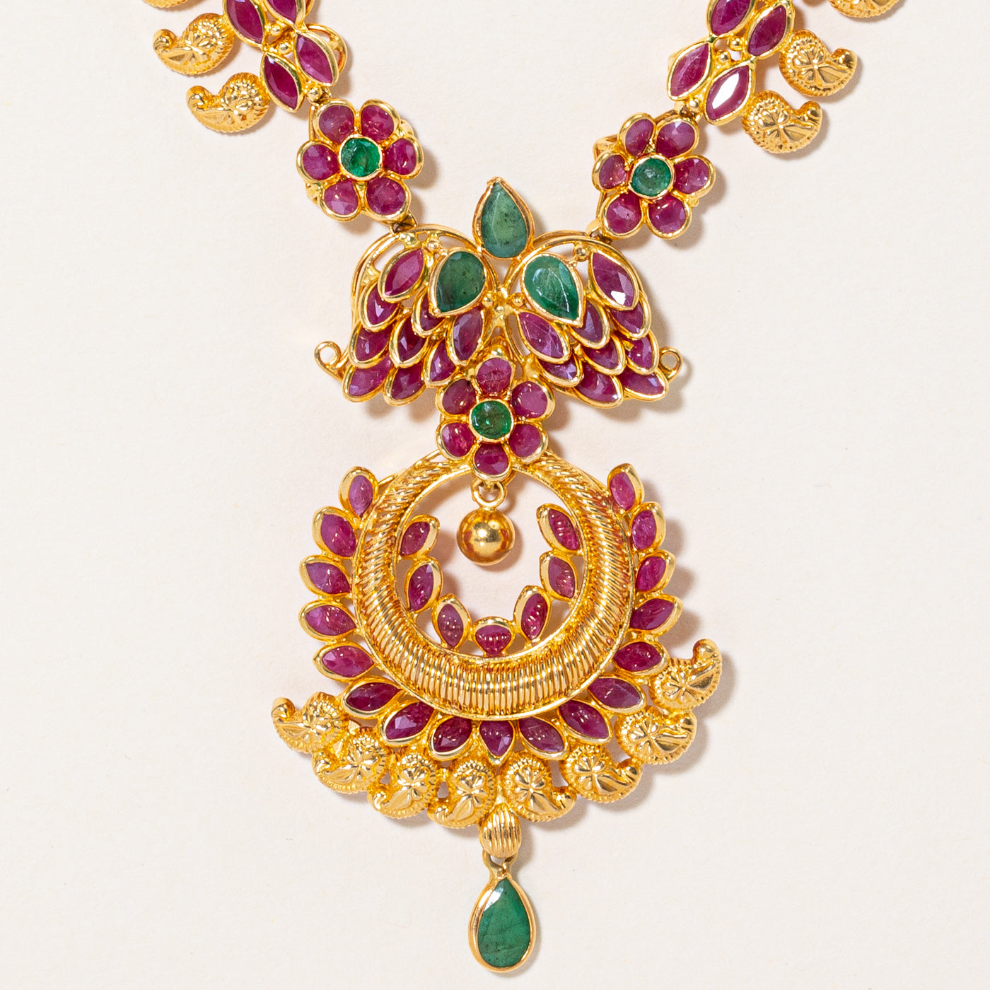 Ruby & Emerald Ornate Necklace | 14.00ctw, 1.25ctw | 16" |
