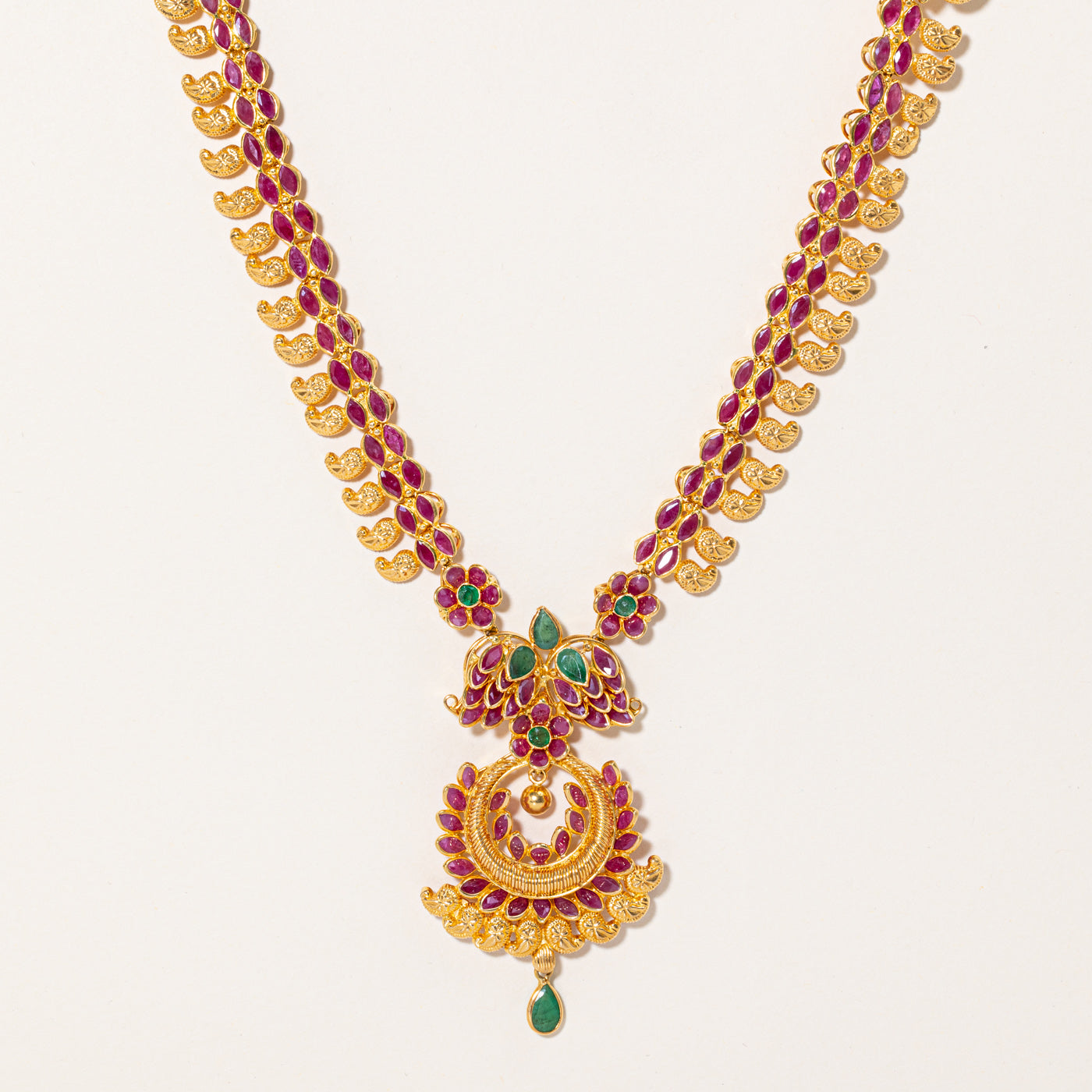 Ruby & Emerald Ornate Necklace | 14.00ctw, 1.25ctw | 16" |