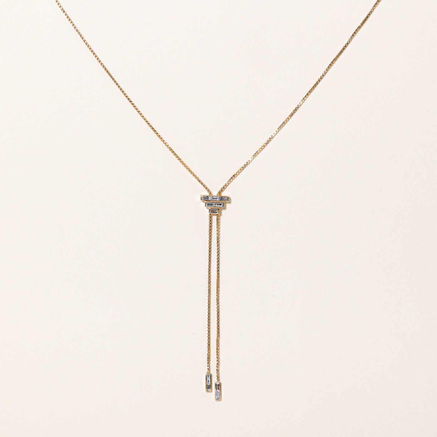 Baguette Diamond Bolo Tie Necklace
