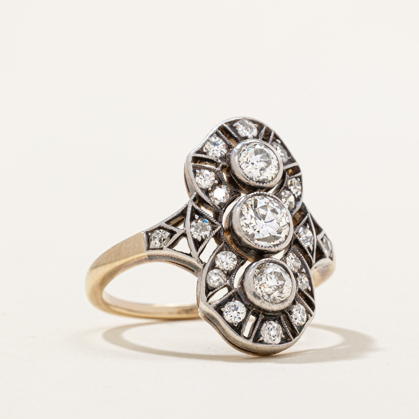 Art Deco Diamond Cocktail Ring | 1.10ctw | SZ 7 |