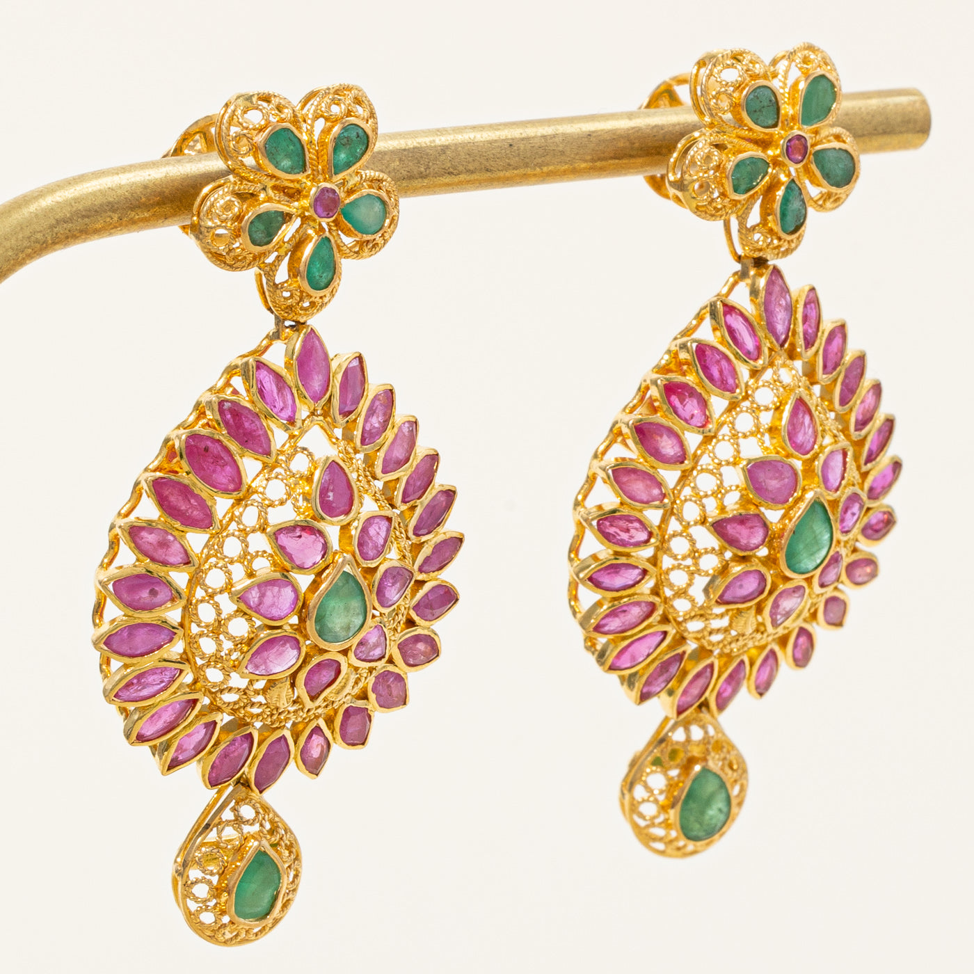 Ruby & Emerald Screw Back Earrings | 5.00ctw, 1.00ctw |