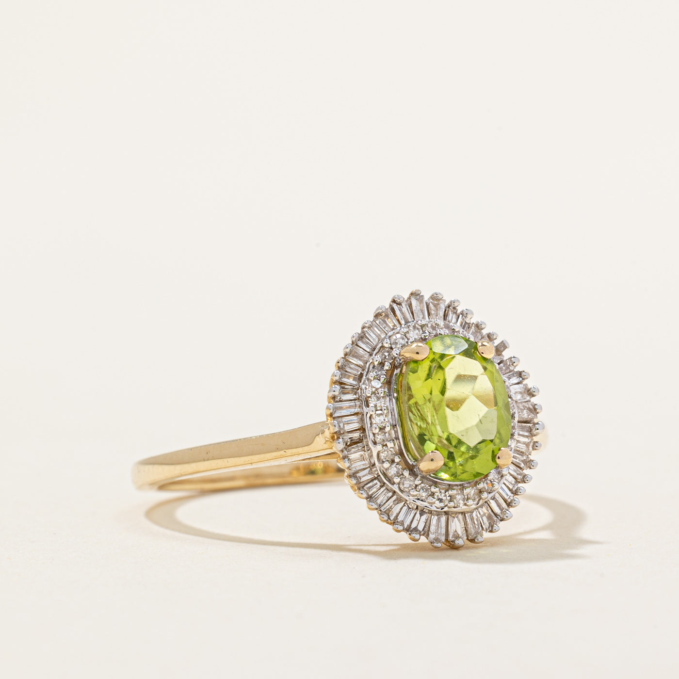 Peridot & Diamond Halo Ring | 1.10ct, 0.30ctw | SZ 10.5 |