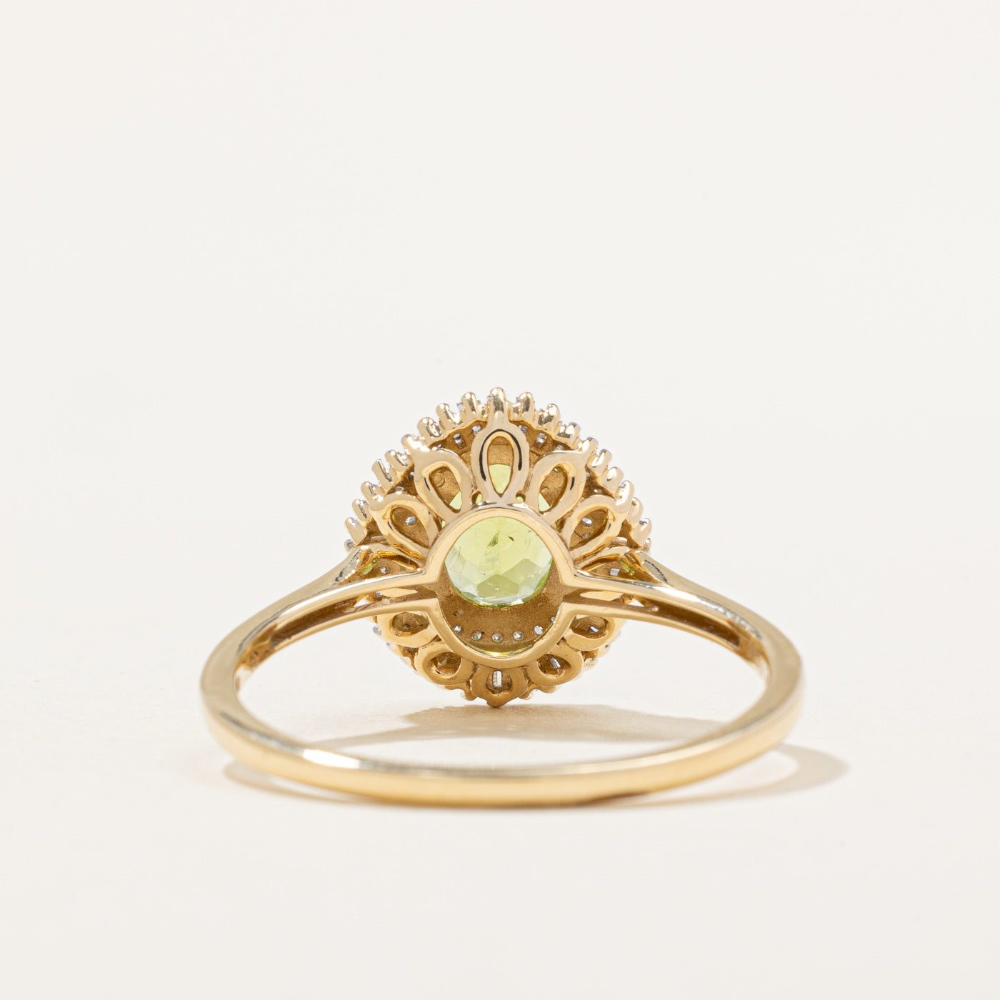 Peridot & Diamond Halo Ring | 1.10ct, 0.30ctw | SZ 10.5 |