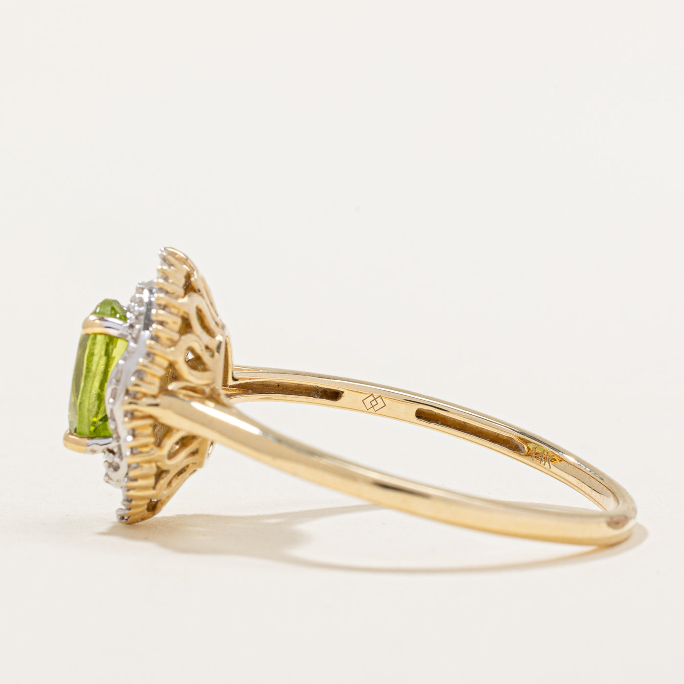 Peridot & Diamond Halo Ring | 1.10ct, 0.30ctw | SZ 10.5 |