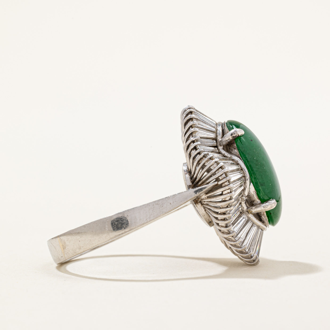 Nephrite Jade & Diamond Halo Cocktail Ring | 7.00ct, 1.30ctw | SZ 9.25 |