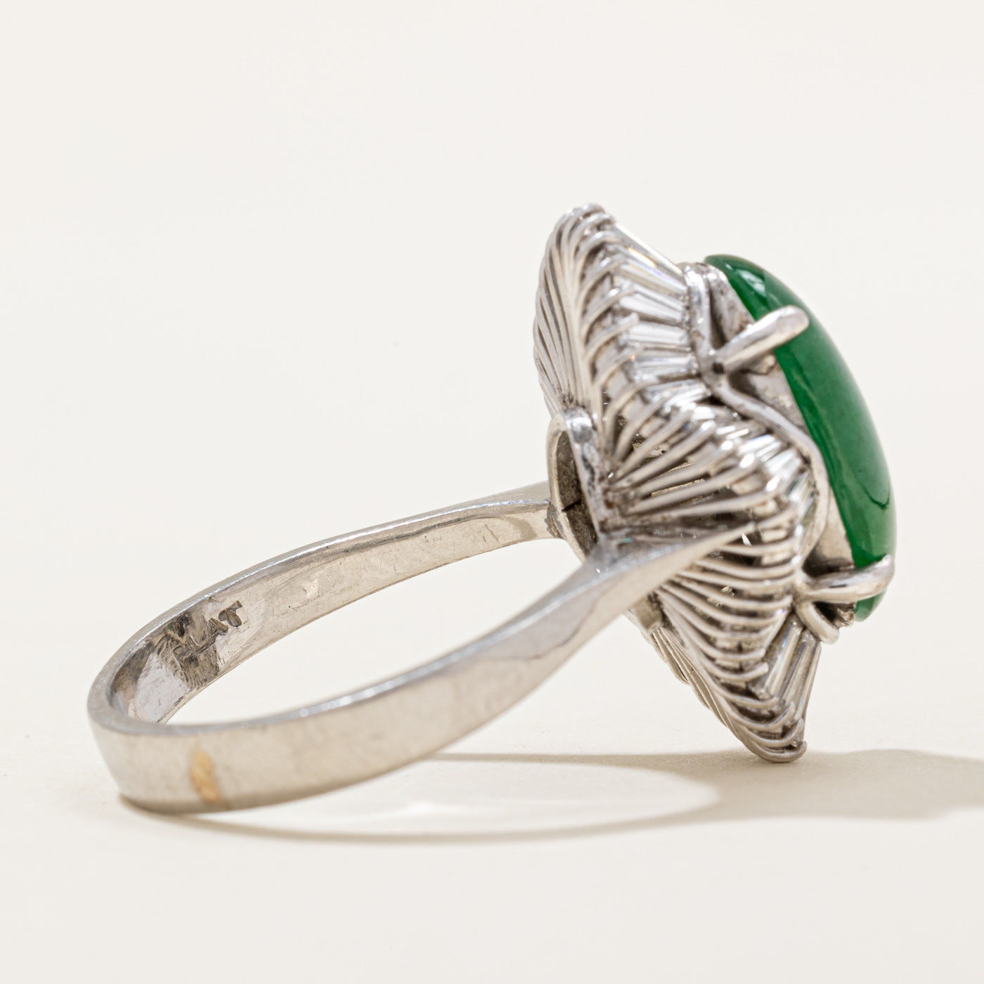 Nephrite Jade & Diamond Halo Cocktail Ring | 7.00ct, 1.30ctw | SZ 9.25 |