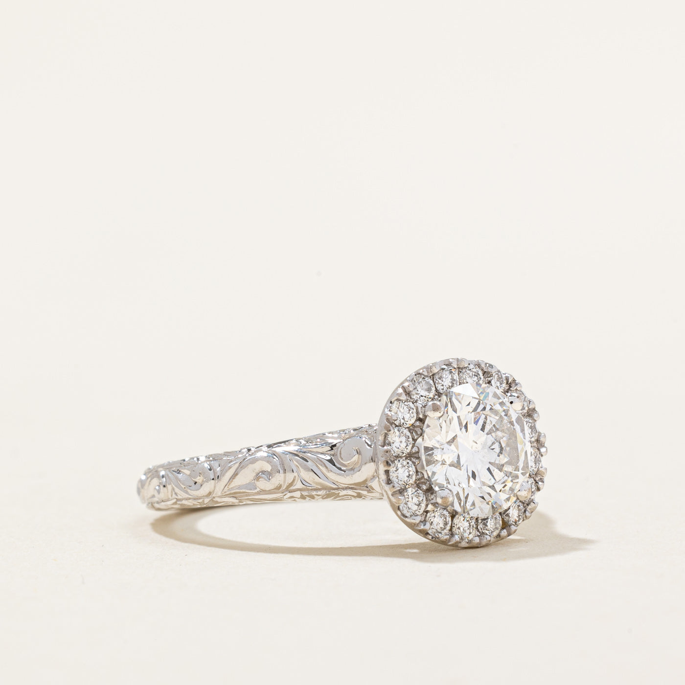 GIA Certified Diamond Halo Engagement Ring | 1.25ctw SI2 D | SZ 4 |