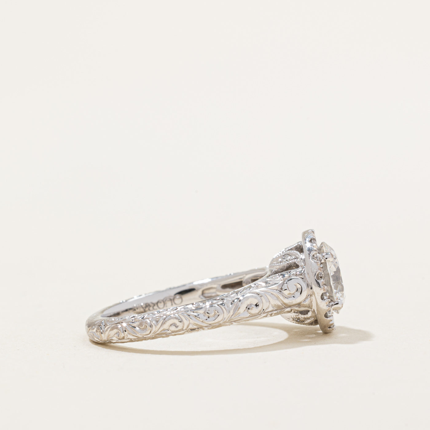 GIA Certified Diamond Halo Engagement Ring | 1.25ctw SI2 D | SZ 4 |