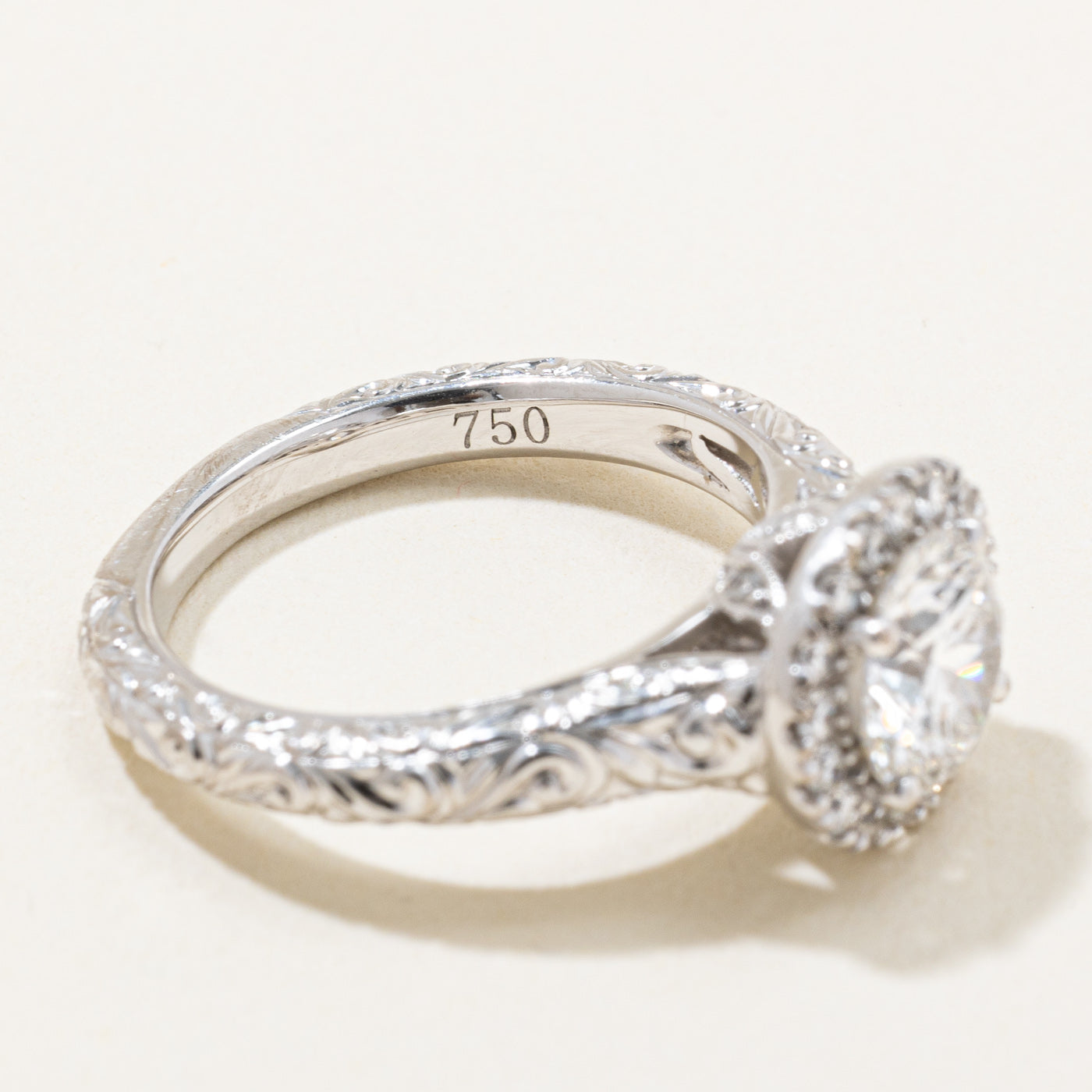GIA Certified Diamond Halo Engagement Ring | 1.25ctw SI2 D | SZ 4 |