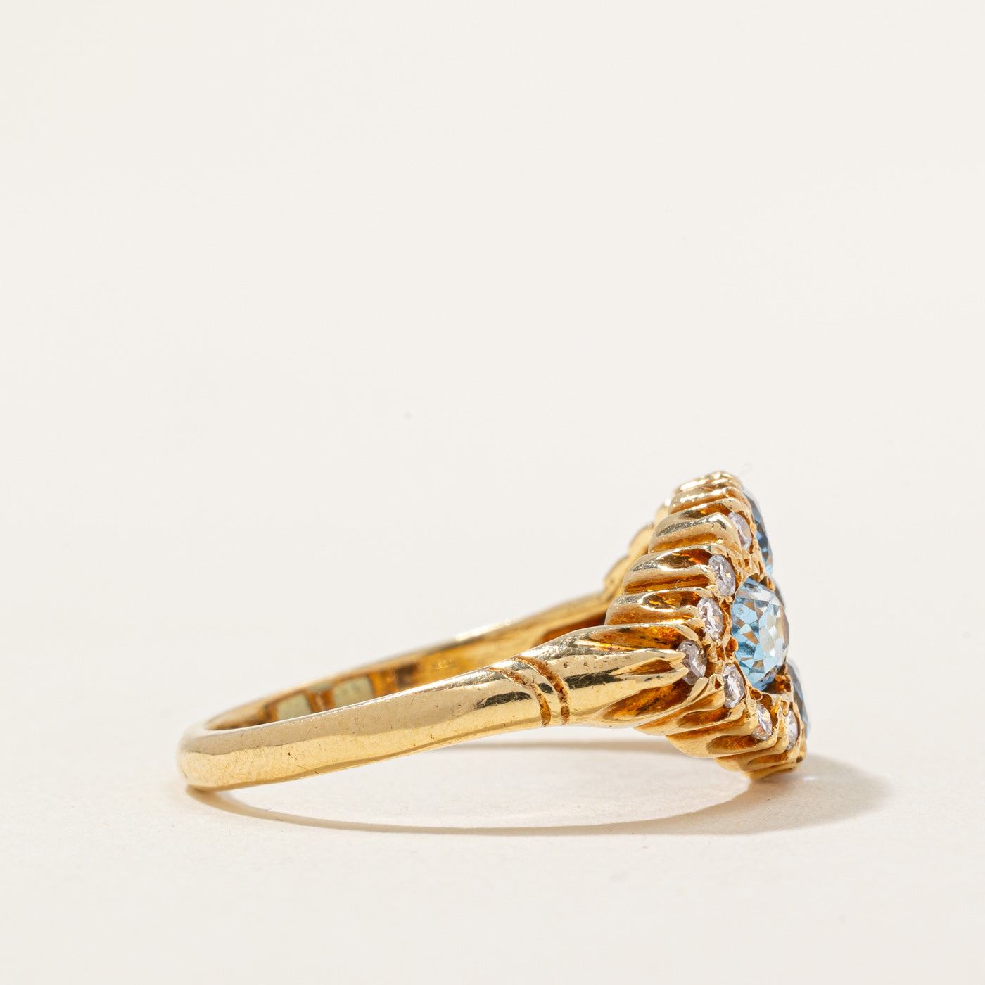 1971 London Aquamarine & Diamond Cocktail Ring | 1.40ctw, 0.22ctw | SZ 7.5 |