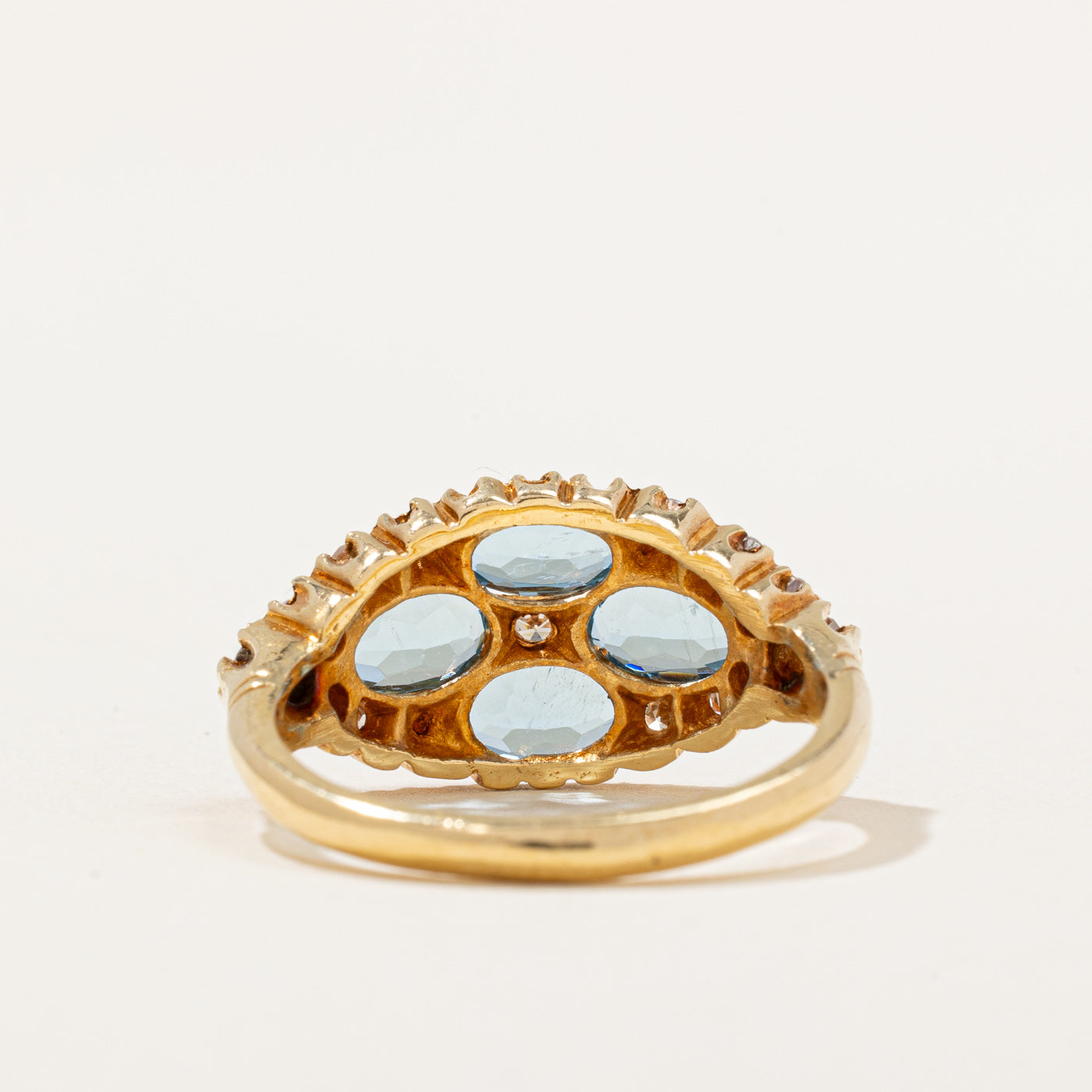 1971 London Aquamarine & Diamond Cocktail Ring | 1.40ctw, 0.22ctw | SZ 7.5 |