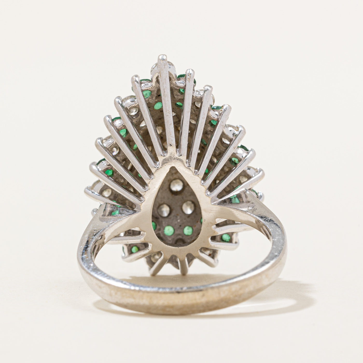 Diamond & Emerald Pear Shaped Cocktail Ring | 1.50ctw, 0.50ctw | SZ 6.25 |