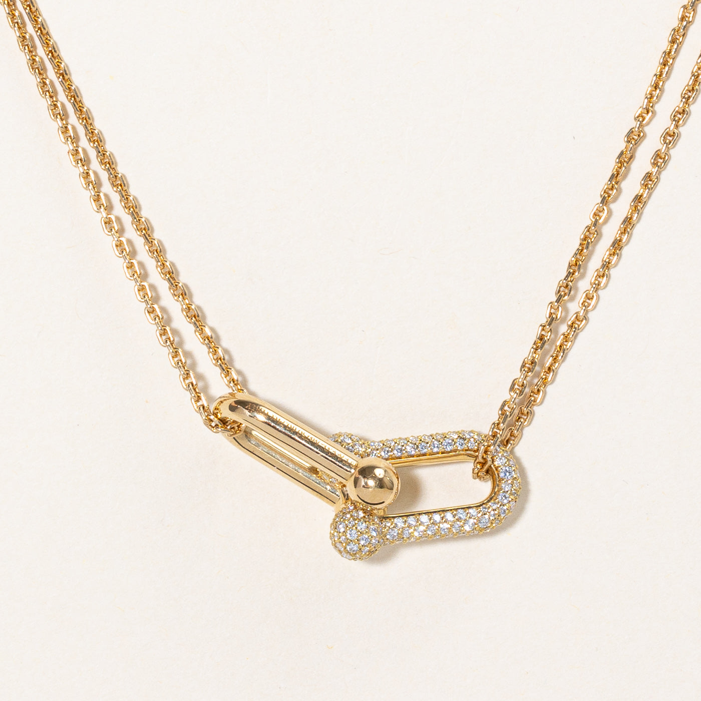 'Tiffany & Co' HardWear Large Double Link Pendant Necklace | 0.74ctw | 16" |