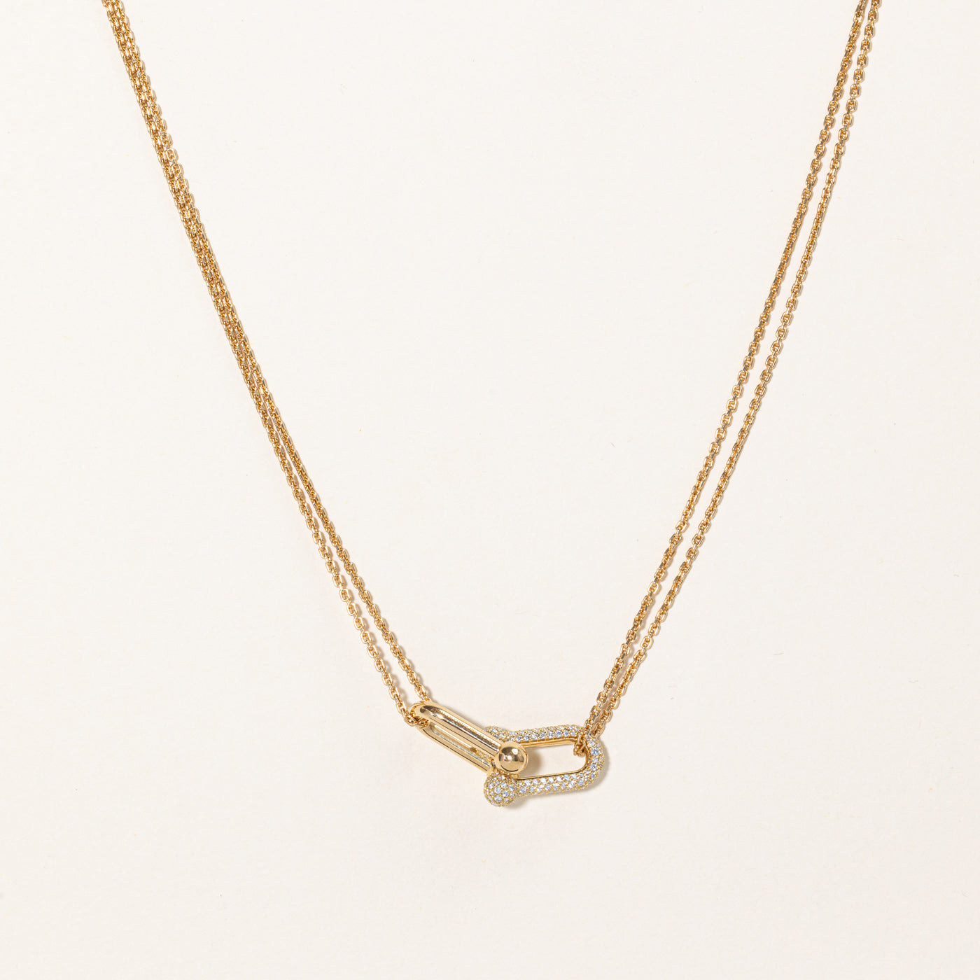 'Tiffany & Co' HardWear Large Double Link Pendant Necklace | 0.74ctw | 16" |