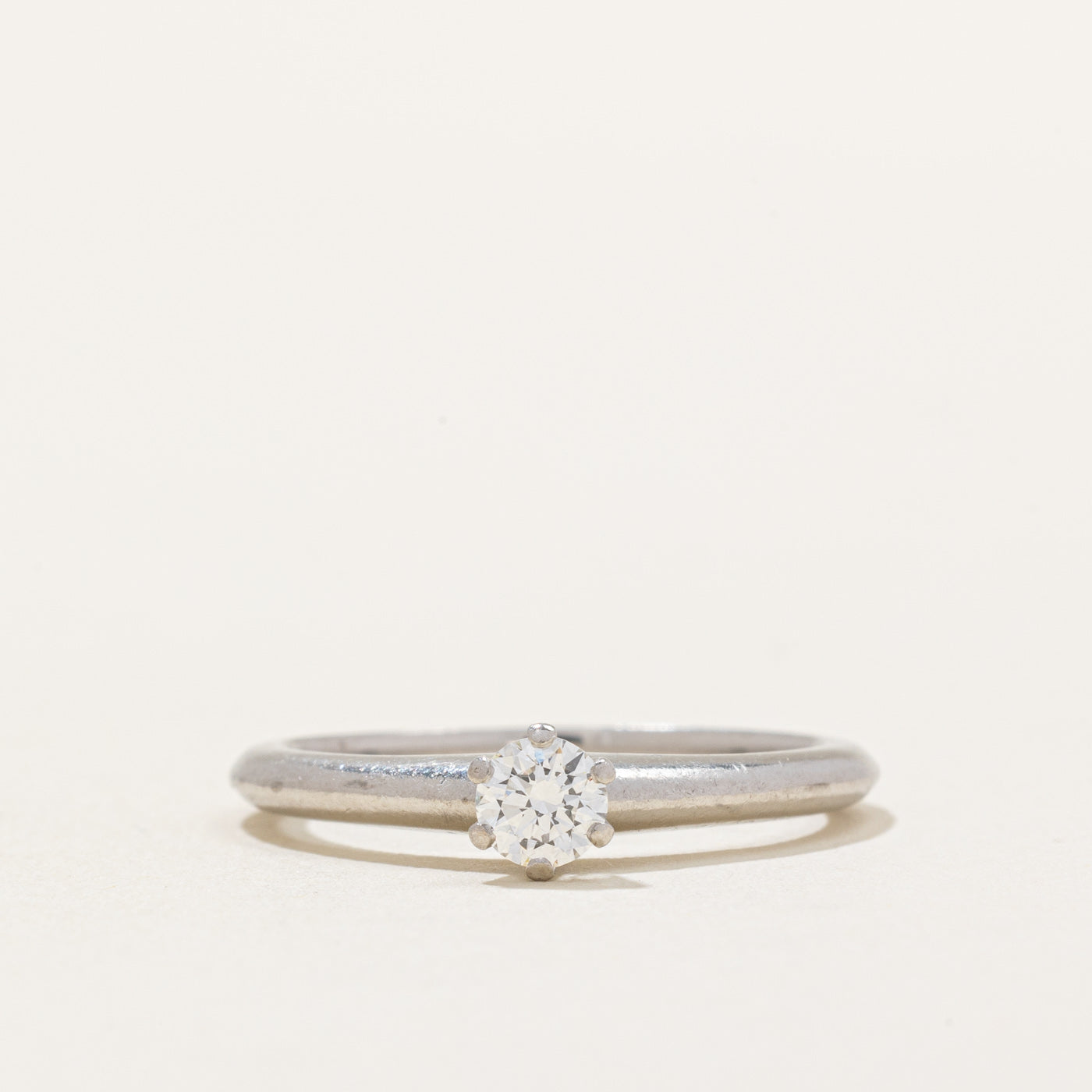 'Tiffany & Co' The Tiffany Setting Engagement Ring in Platinum | 0.22ct VS1/VS2 F | SZ 5.75 |