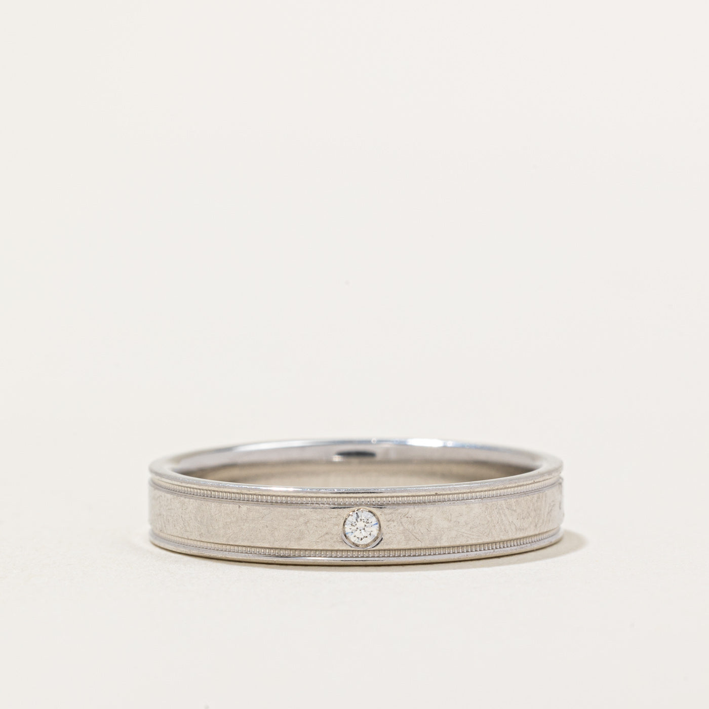 'Tiffany & Co' Double Milgrain Essential Band Ring | 0.01ct | SZ 8.75 |