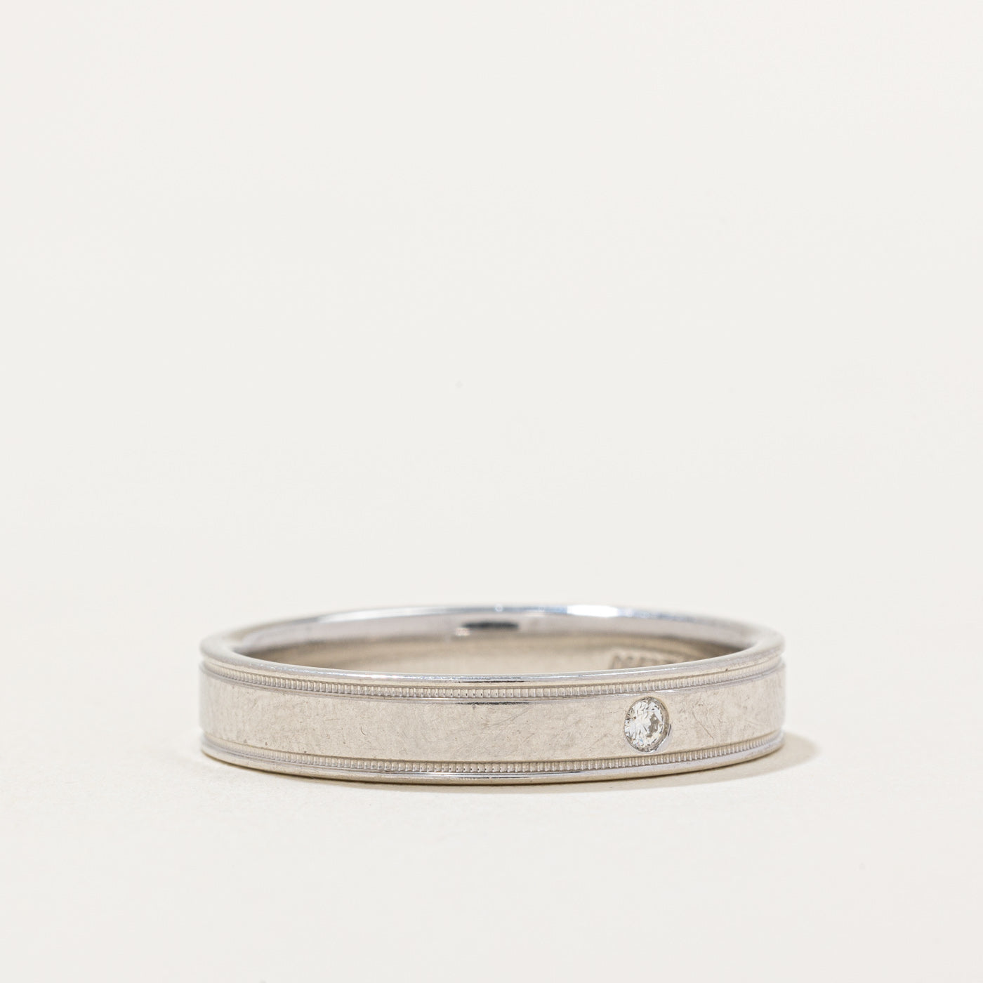 'Tiffany & Co' Double Milgrain Essential Band Ring | 0.01ct | SZ 8.75 |