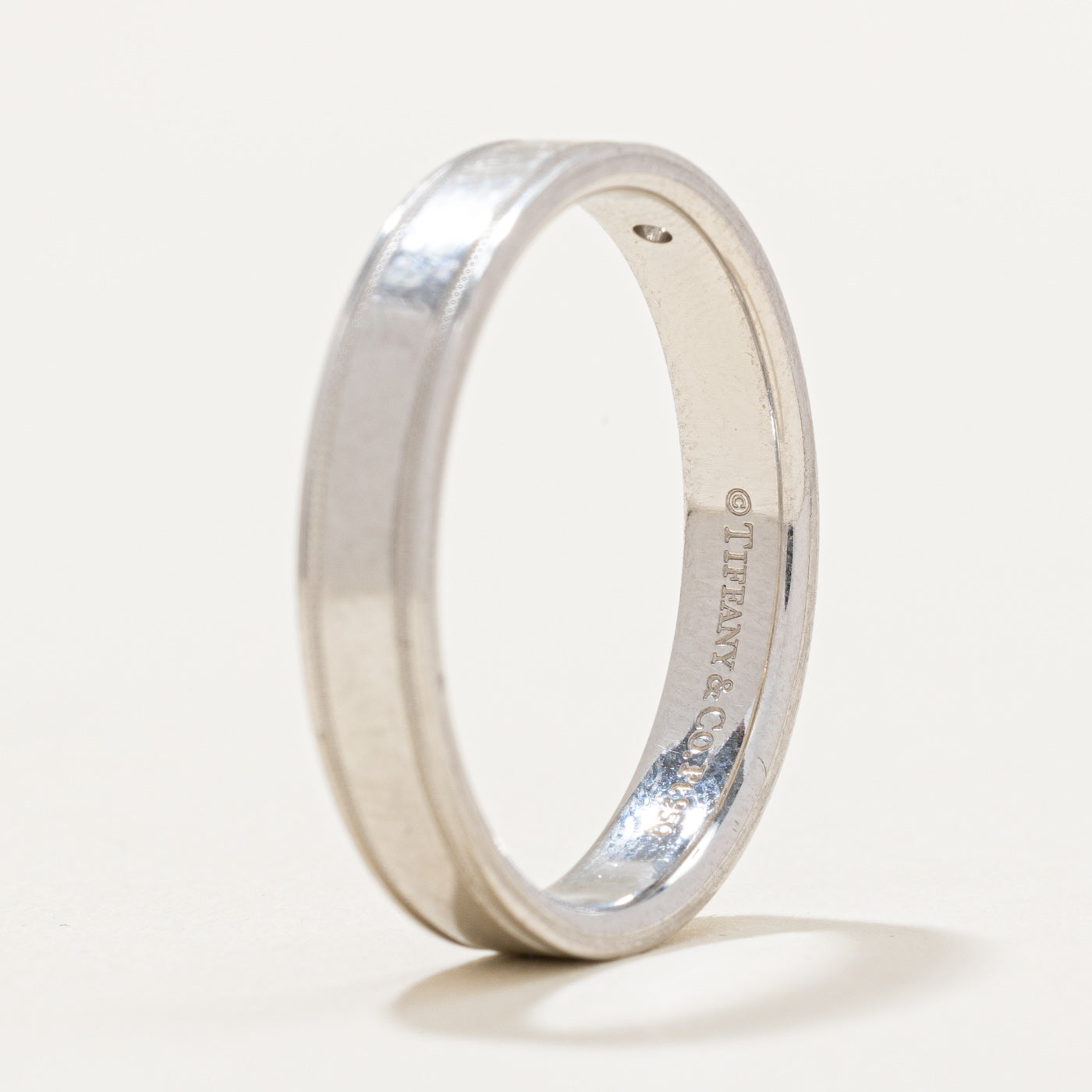 'Tiffany & Co' Double Milgrain Essential Band Ring | 0.01ct | SZ 8.75 |