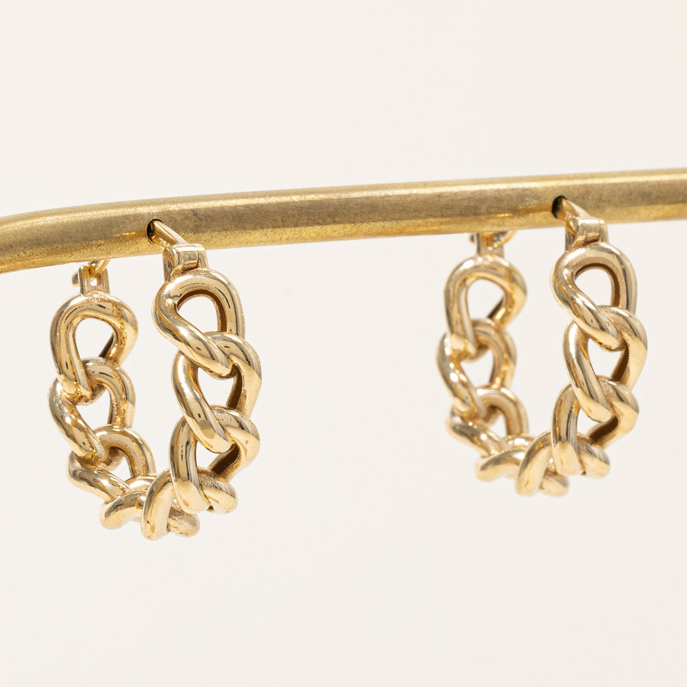 18k Yellow Gold Chain Link Hoop Earrings