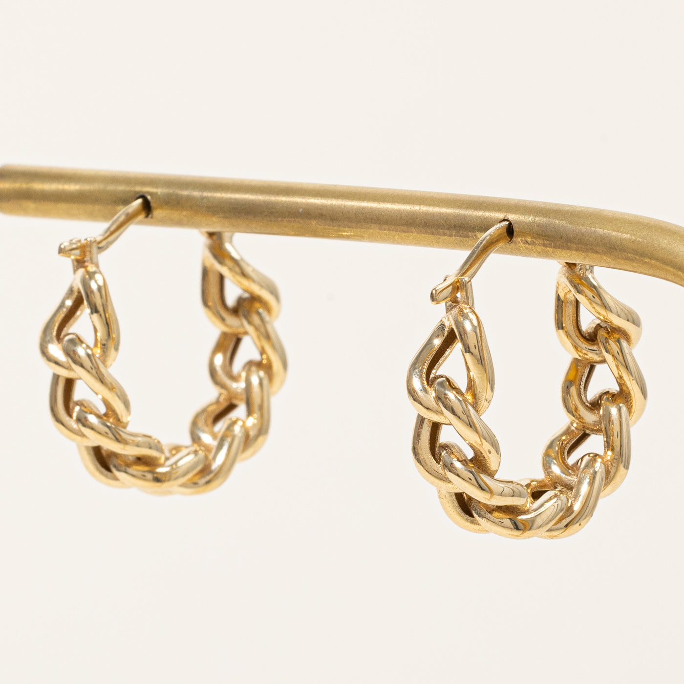 18k Yellow Gold Chain Link Hoop Earrings