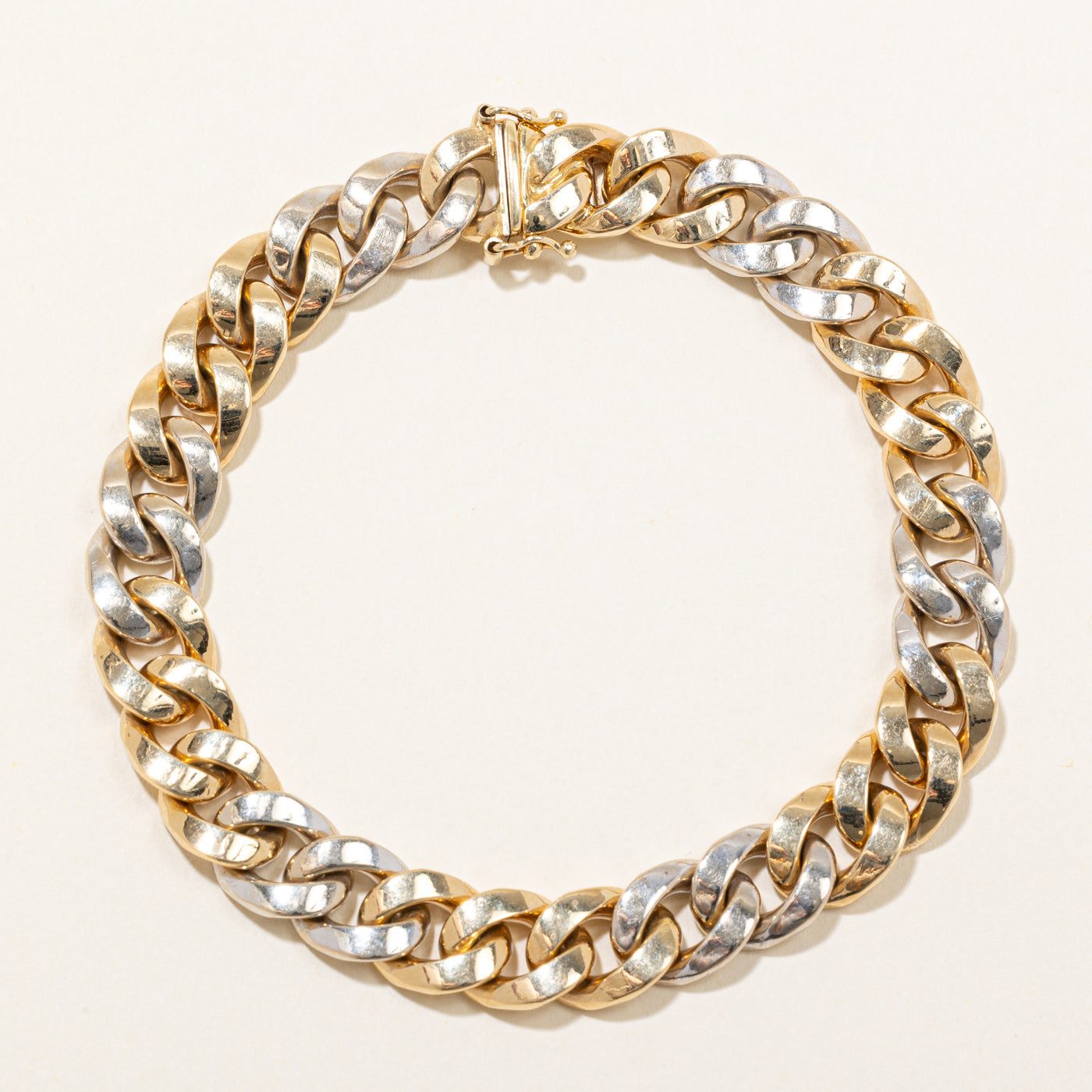 Italian 14k Two Tone Gold Cuban Link Bracelet | 8.5" |