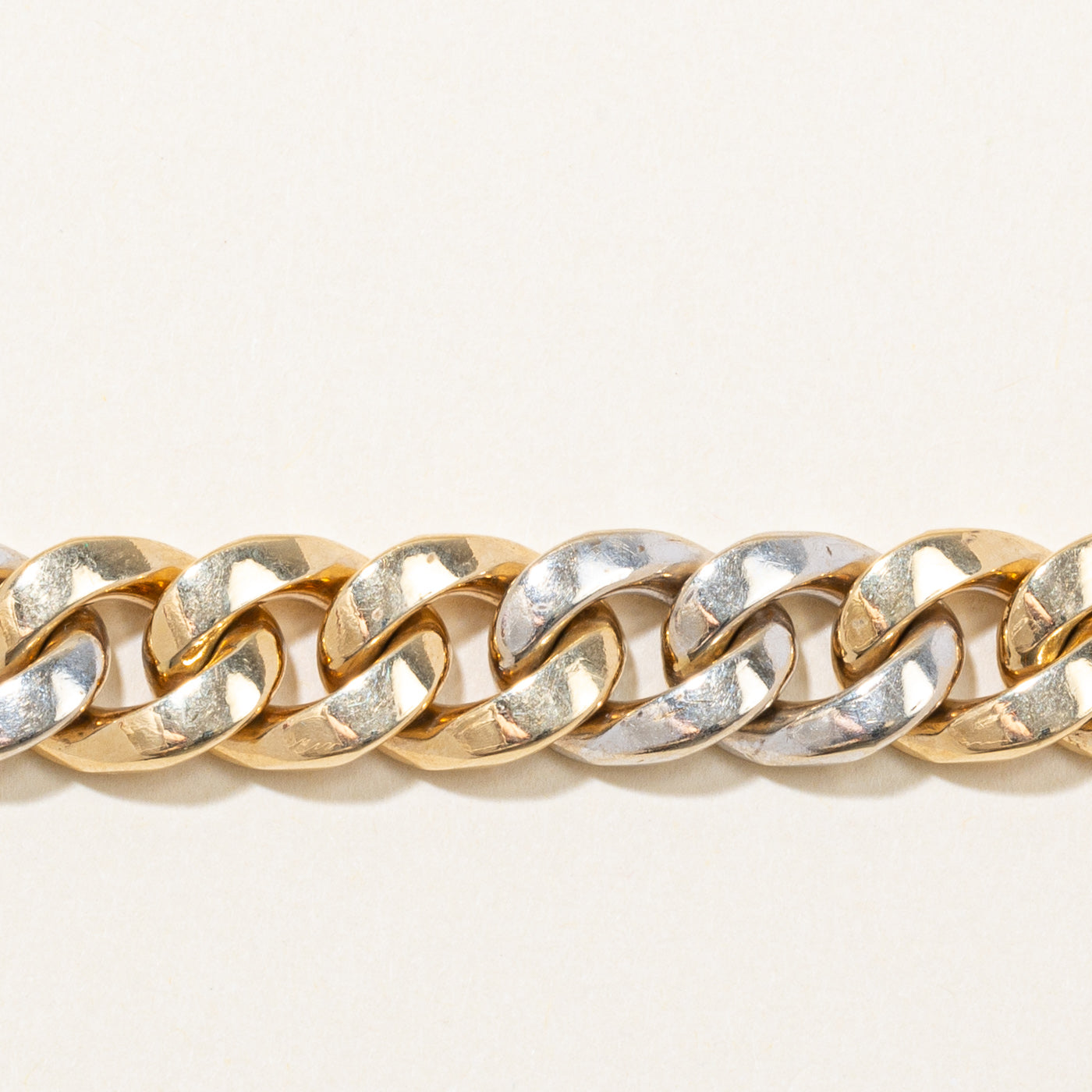 Italian 14k Two Tone Gold Cuban Link Bracelet | 8.5" |