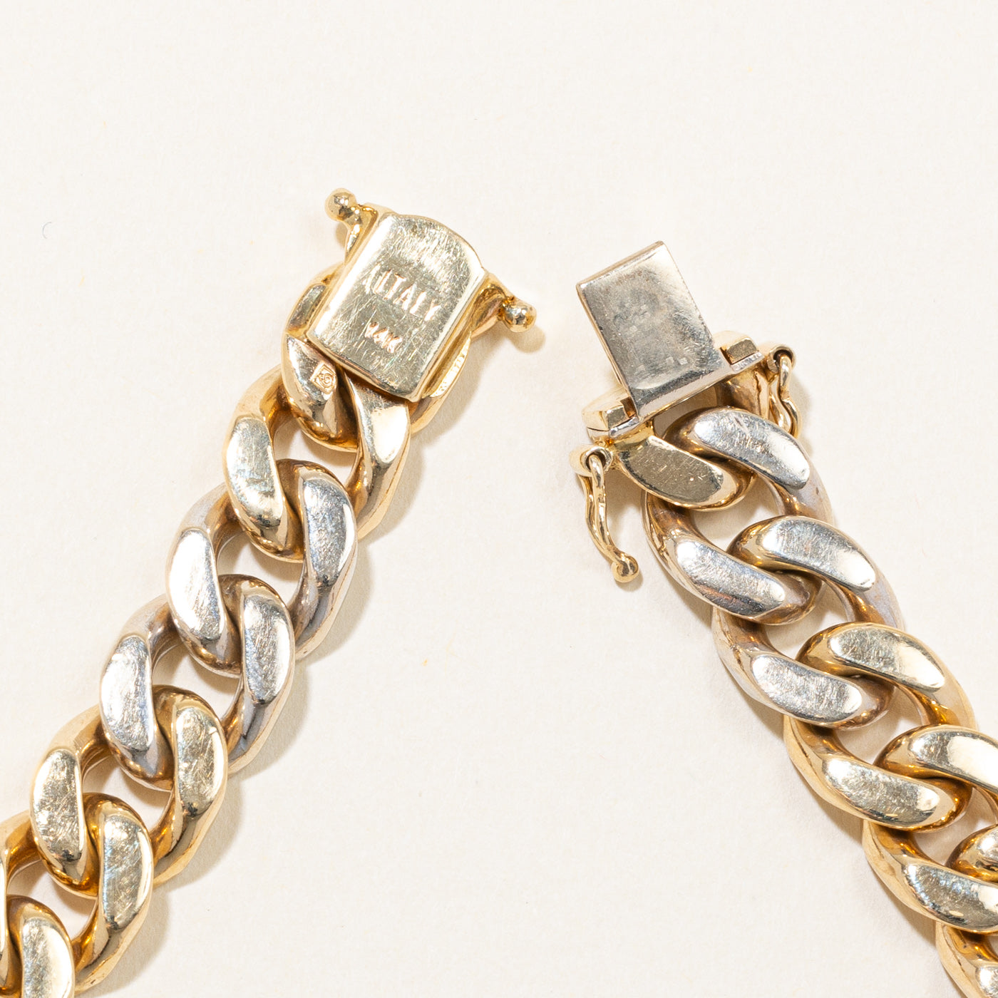 Italian 14k Two Tone Gold Cuban Link Bracelet | 8.5" |
