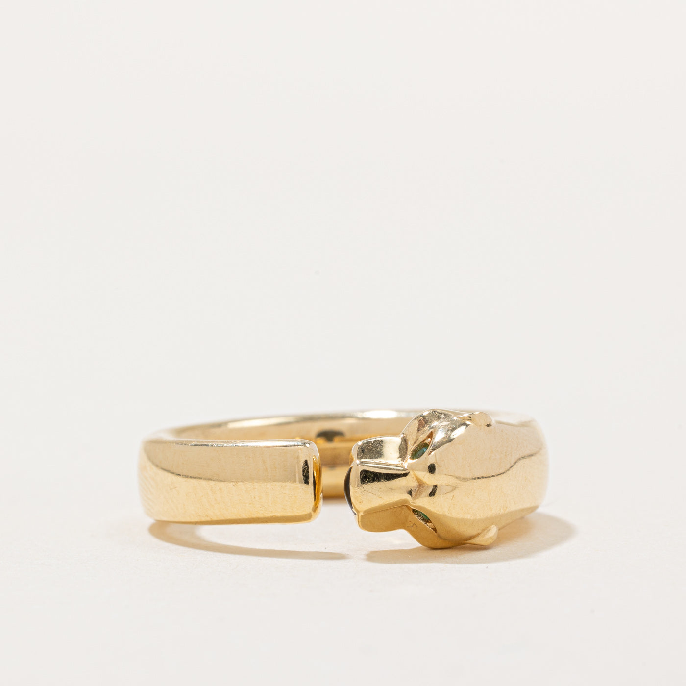 Bague enveloppante panthère en verre vert | Taille 7,75 |
