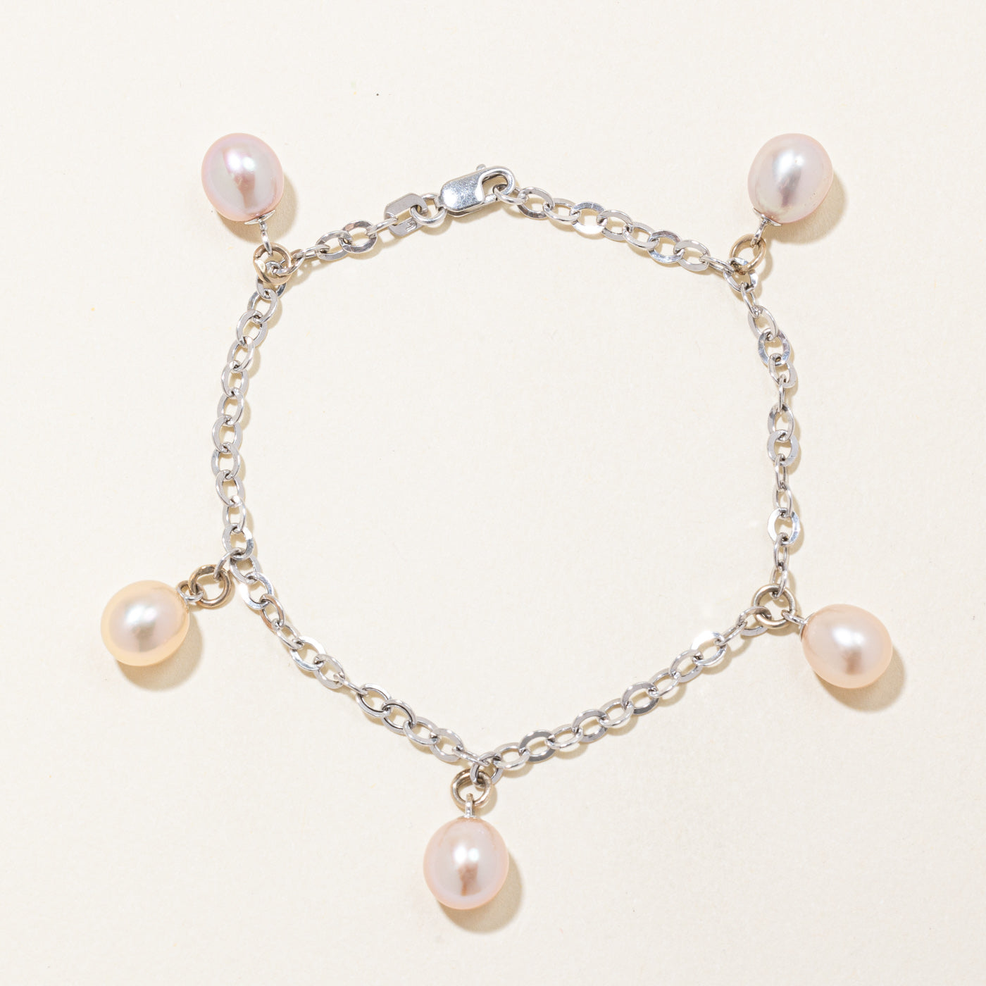Oval Drop Pearl Pink Bracelet | 7" |