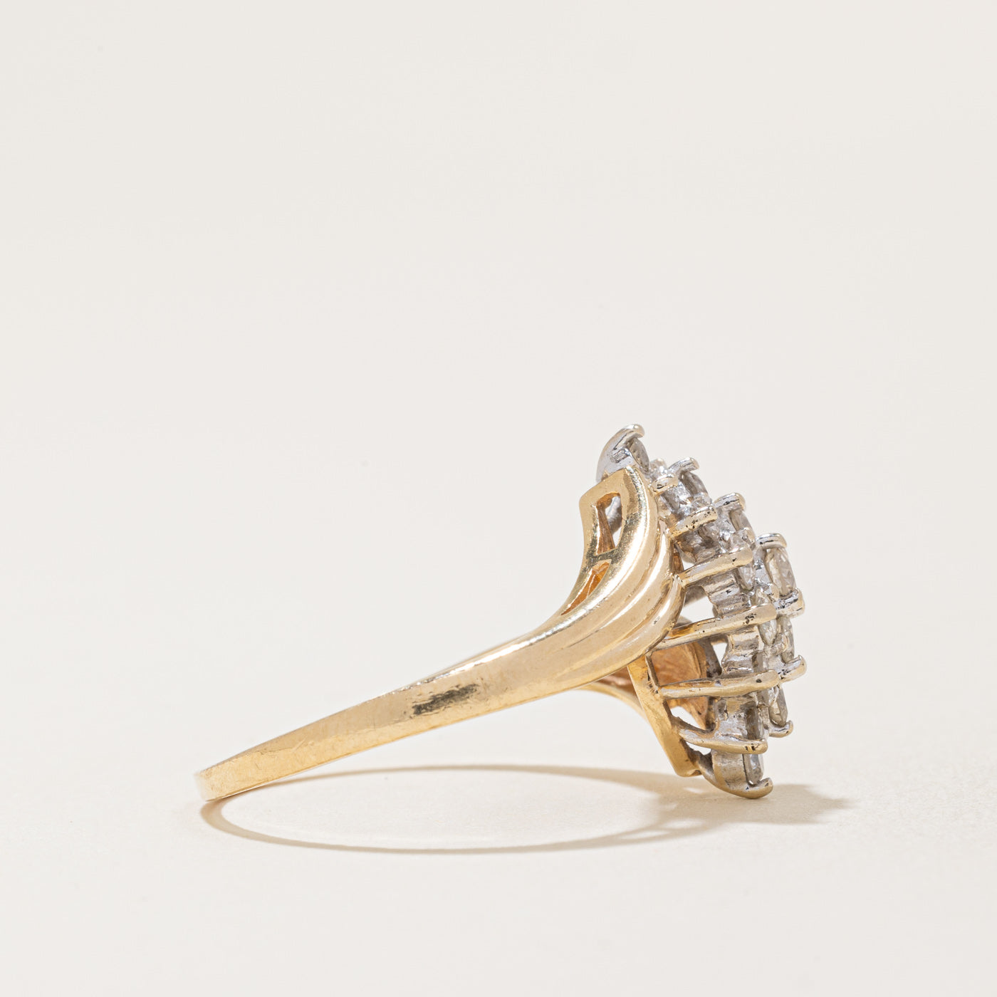 Diamond Cluster Waterfall Ring | 0.85ctw | SZ 8 |