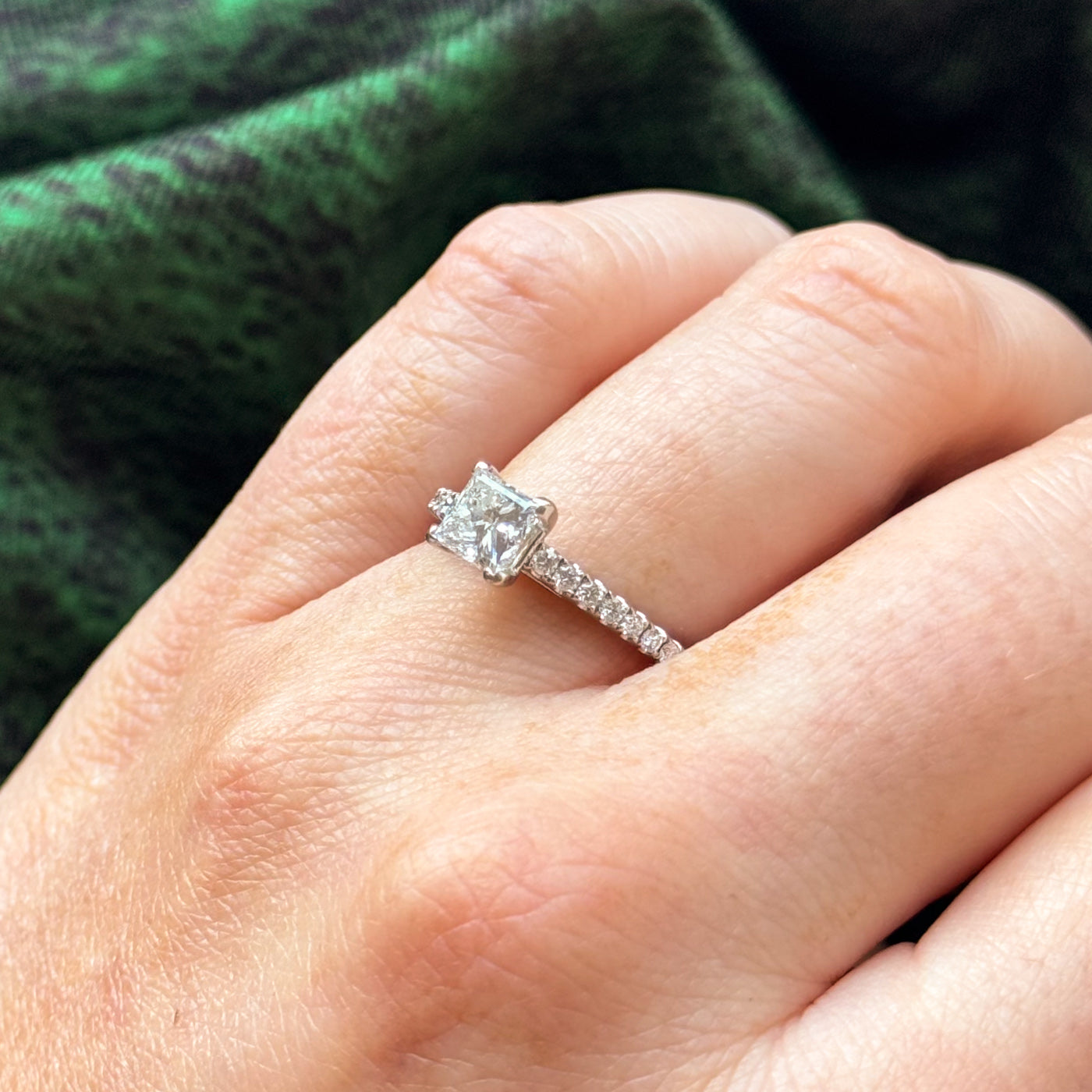 Bague de fiançailles en diamant taille princesse certifiée GIA | 0,92 ct SI1 H | Taille 5,5 |