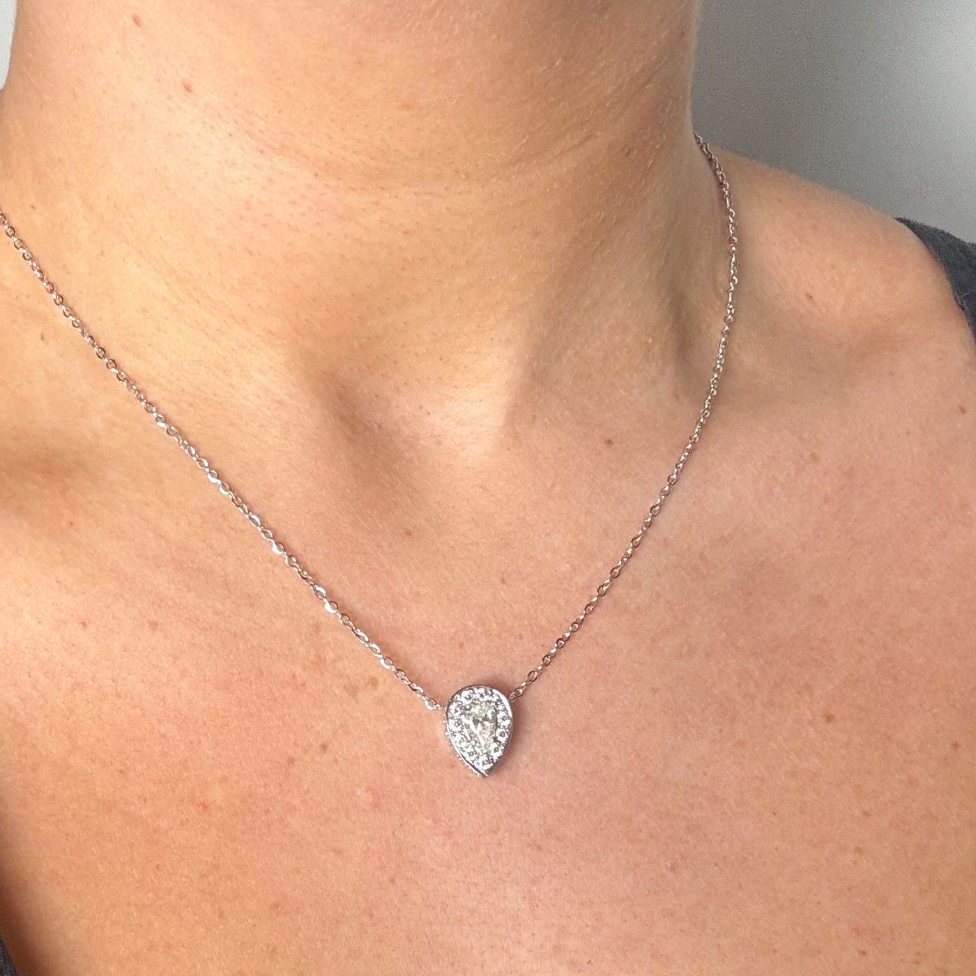 Pear Shaped Diamond Pendant Necklace | 1.57ctw | 16" |
