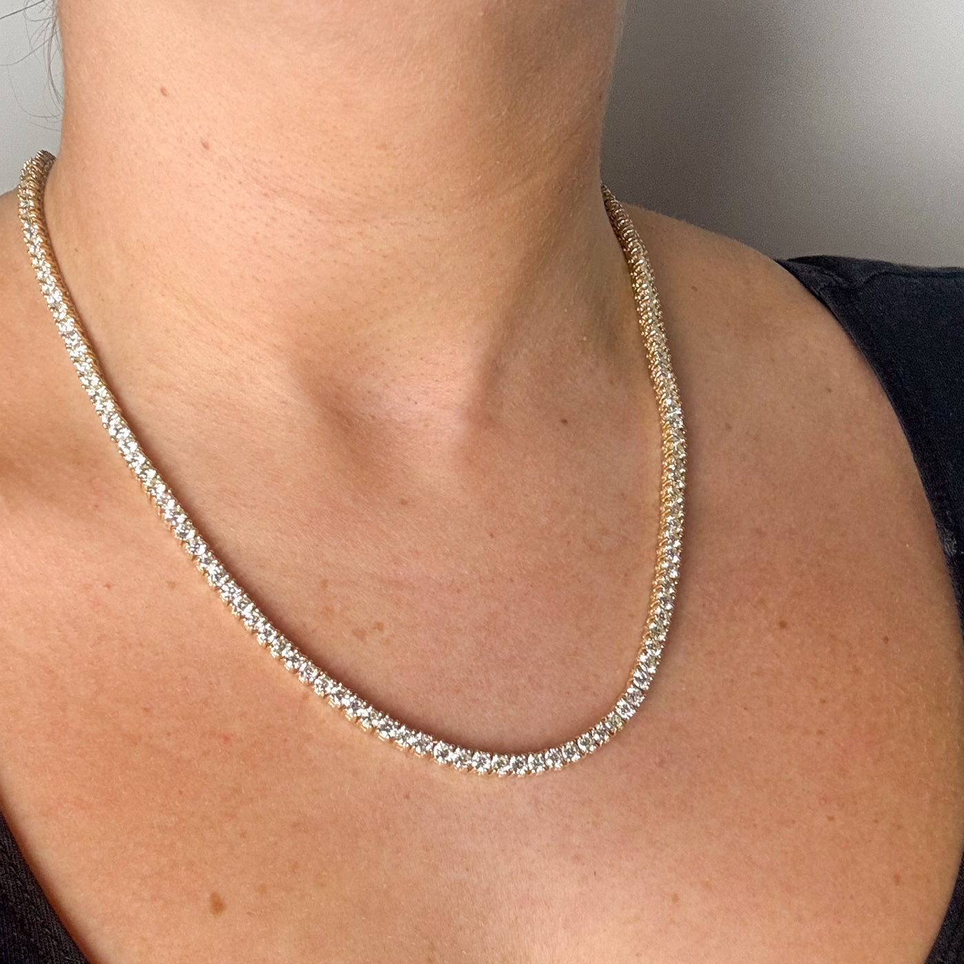 21ctw+ Natural Diamond Tennis Necklace | 21.90ctw SI1/SI2 F/H | 20" |
