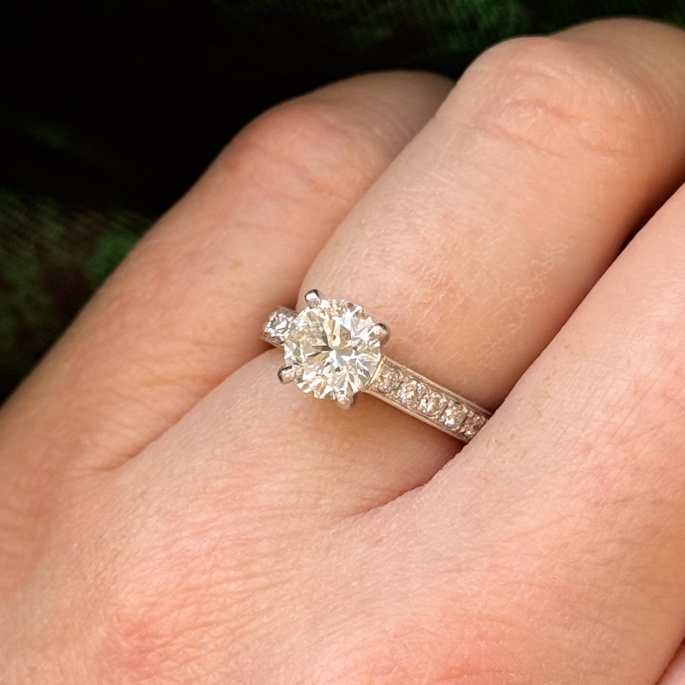 GIA Diamond Platinum Engagement Ring | GIA 1.20ct VVS1 F Ex | 1.44ctw | SZ 4.25 |