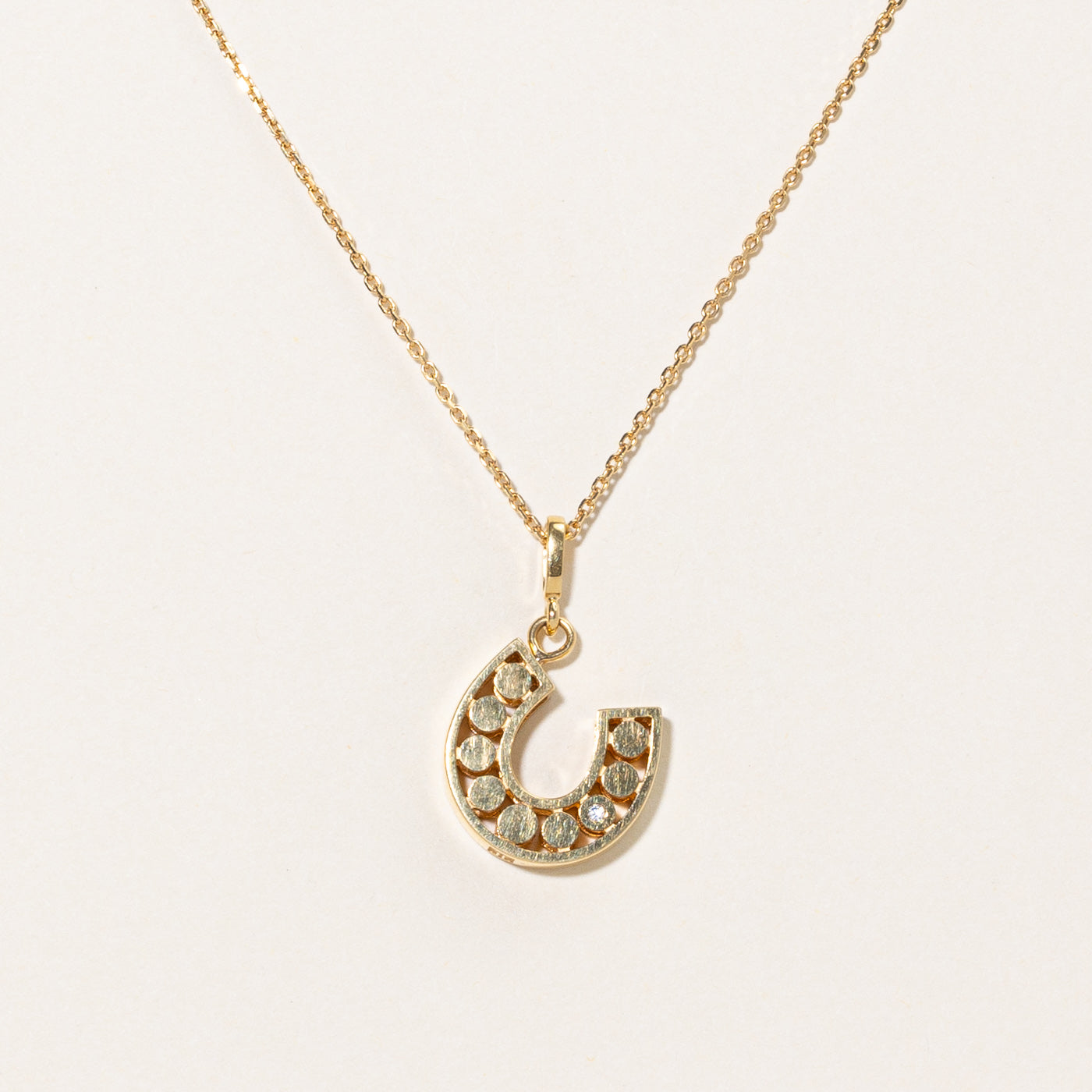 Horseshoe Diamond Pendant & Necklace | 0.01ct | 17.5" |