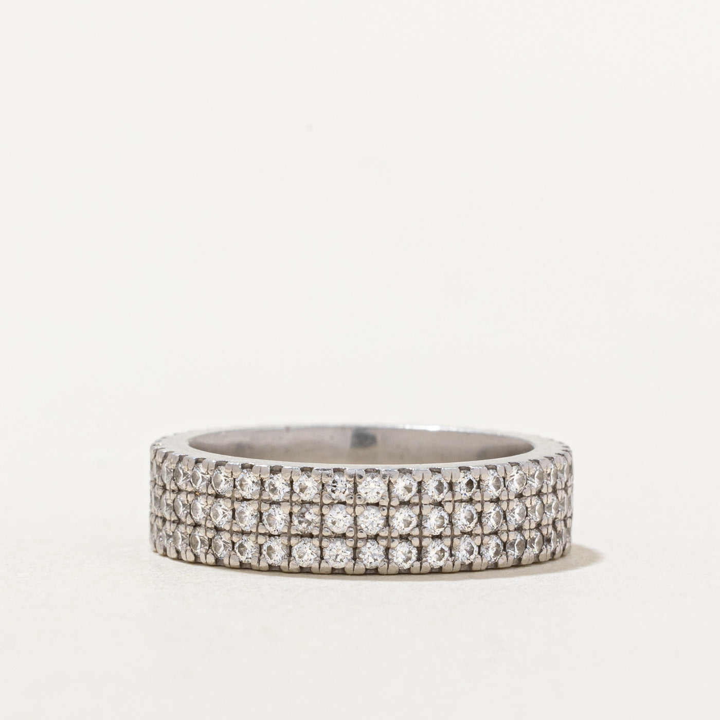 Double Row Diamond Eternity Platinum Band | 1.00ctw | SZ 4.75 |